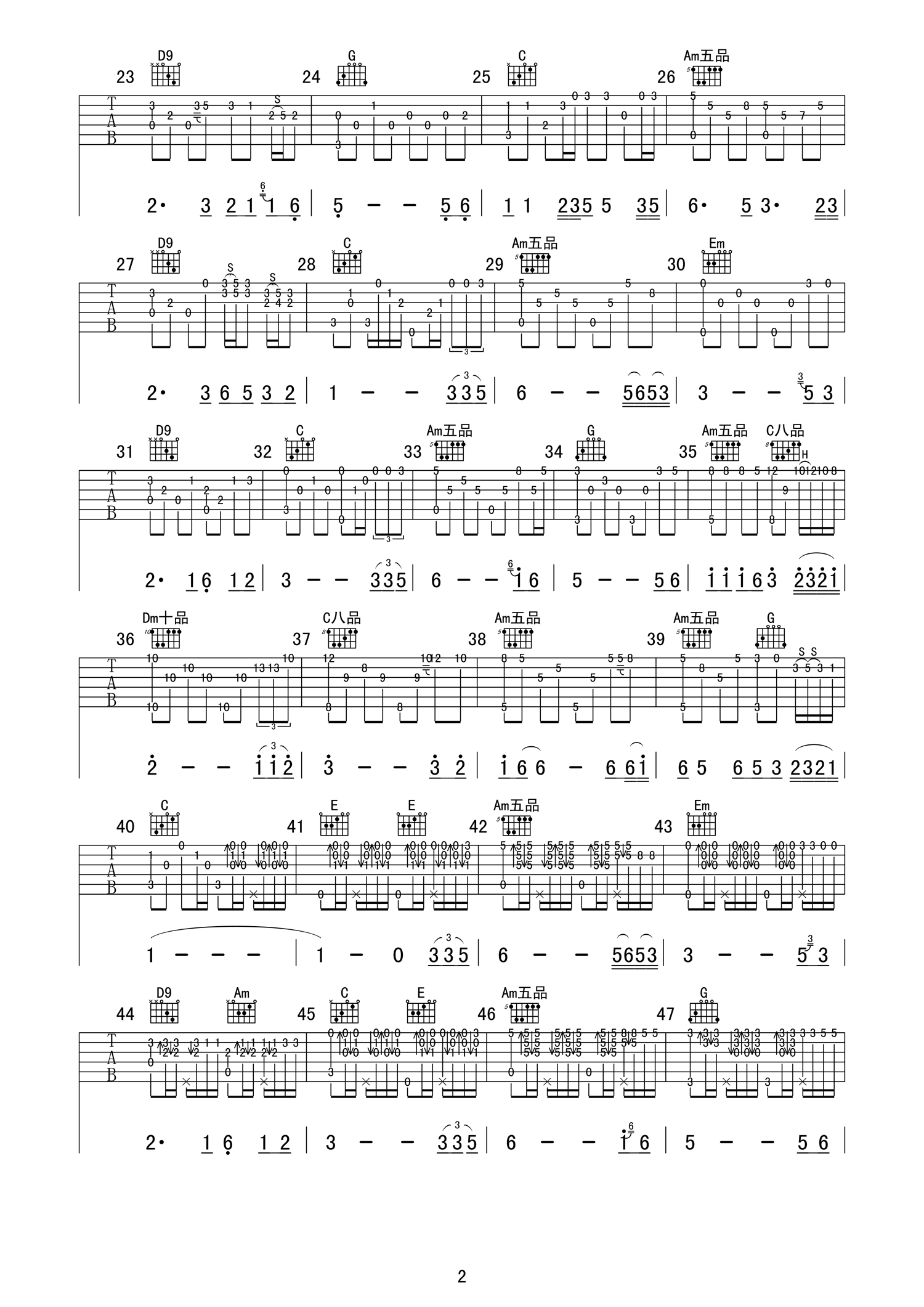 迟来的爱指弹吉他谱第(2)页