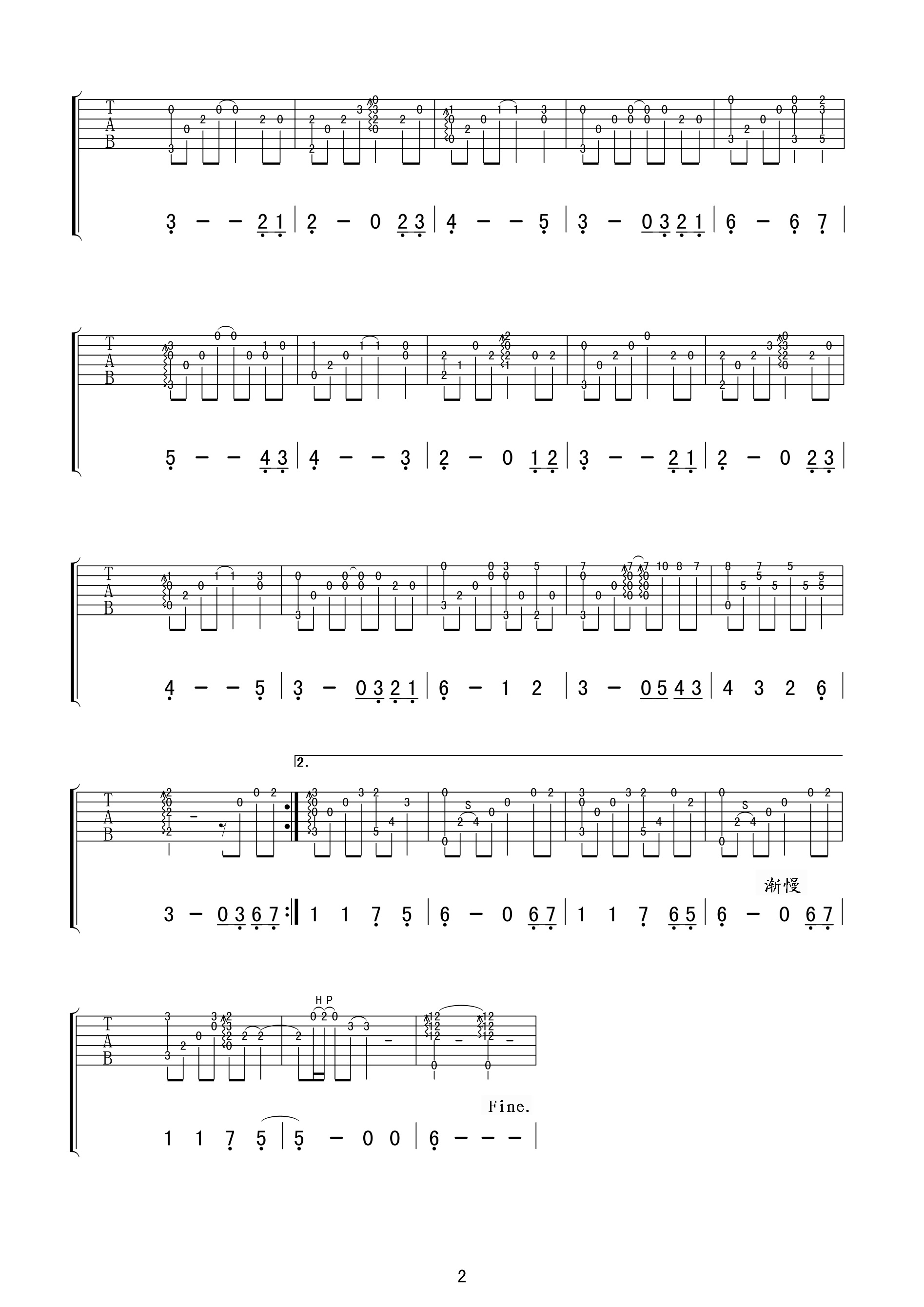 童年指弹吉他谱第(2)页