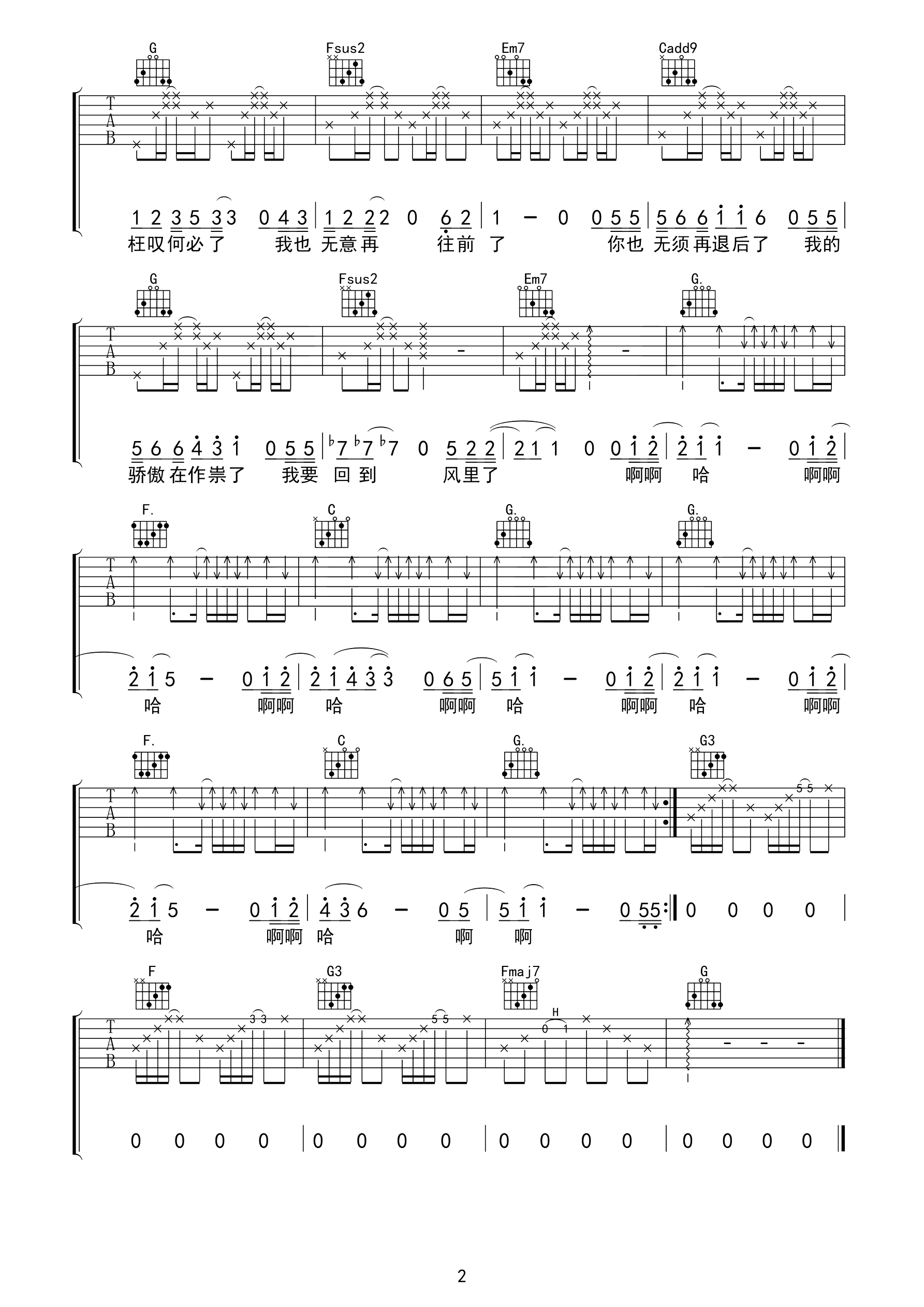 我要回到风里了吉他谱 愚青-我的骄傲在作祟了  我要回到风里了2