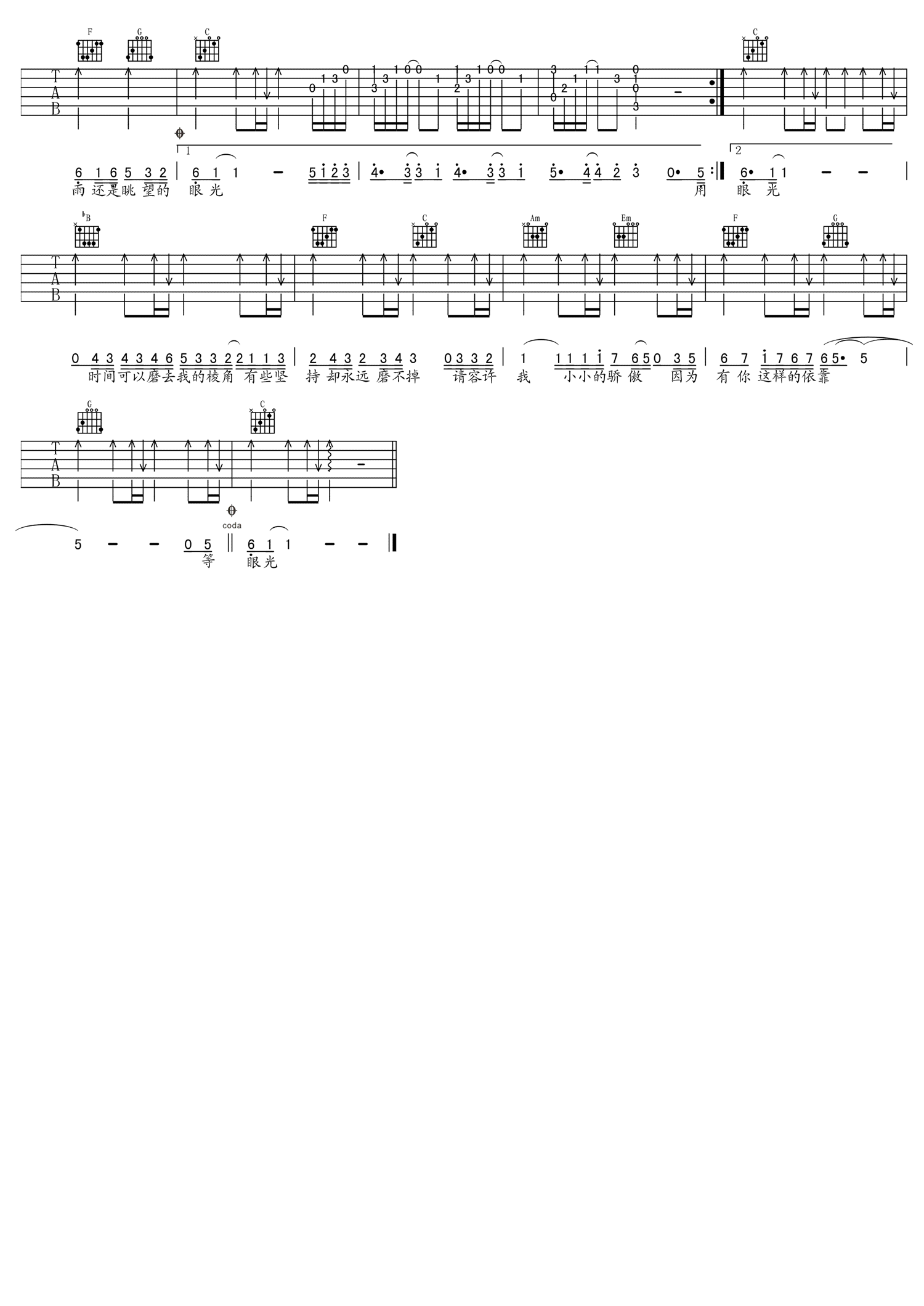 下一个天亮曲谱G调吉他谱第(2)页