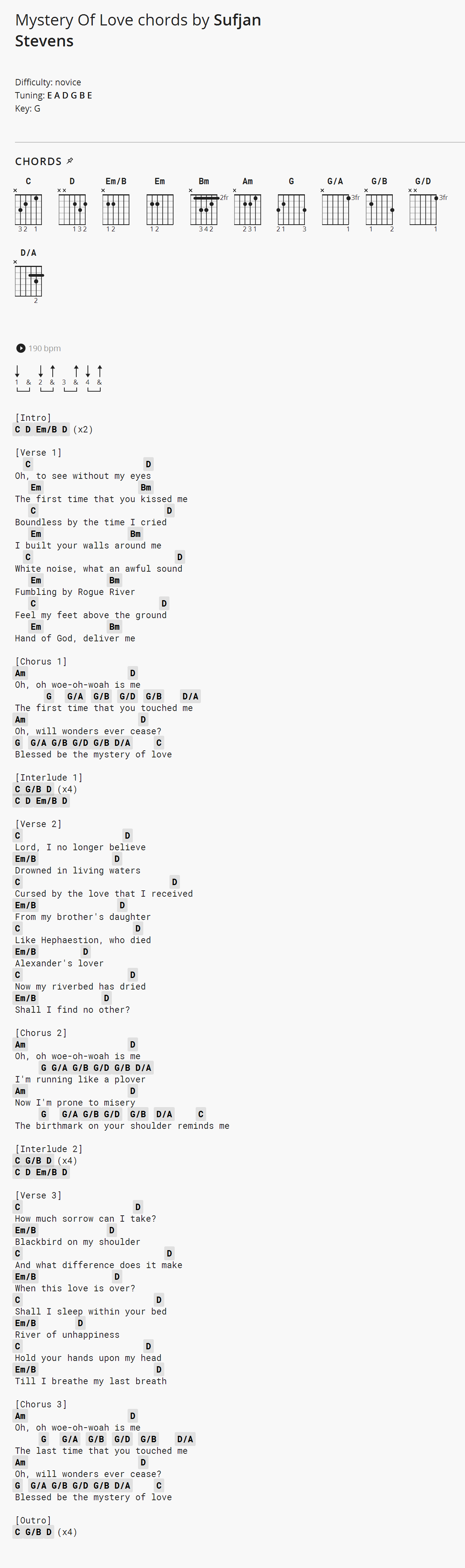 Mysteryoflove曲谱C调吉他谱第(1)页