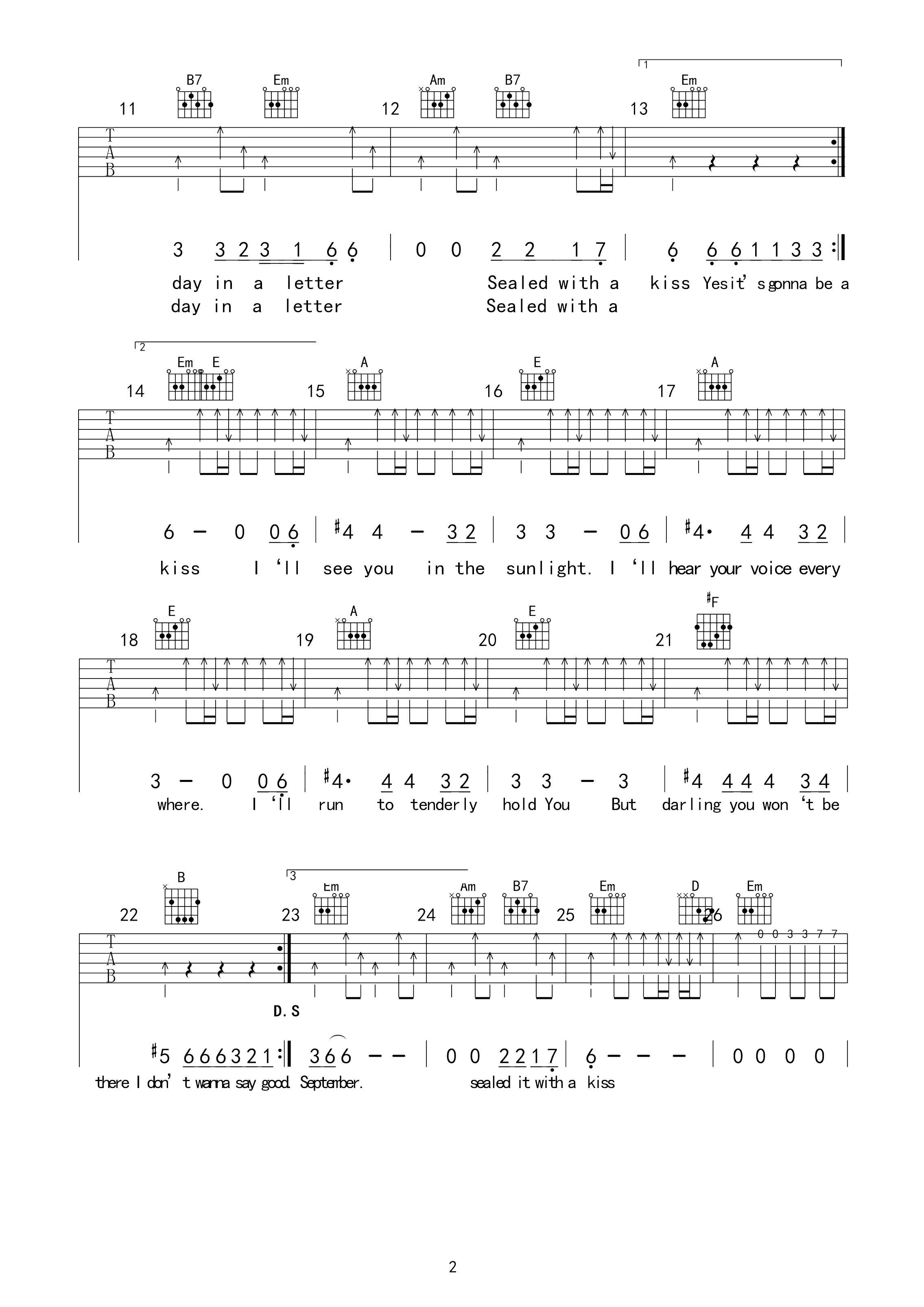 sealedwithakiss曲谱B调吉他谱第(2)页