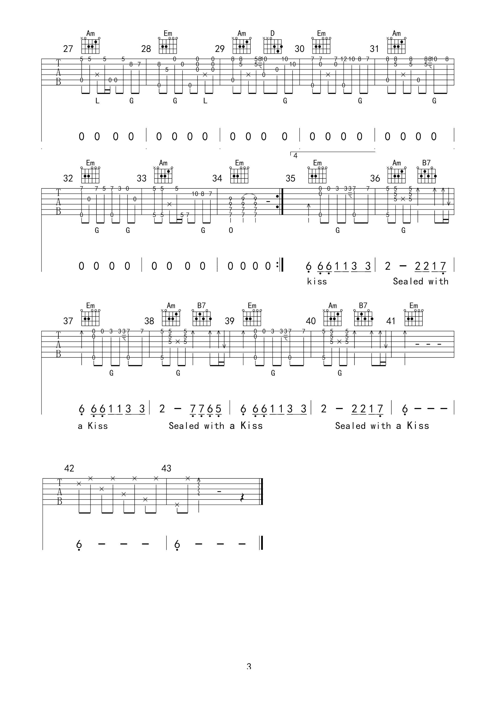 sealedwithakiss曲谱B调吉他谱第(3)页