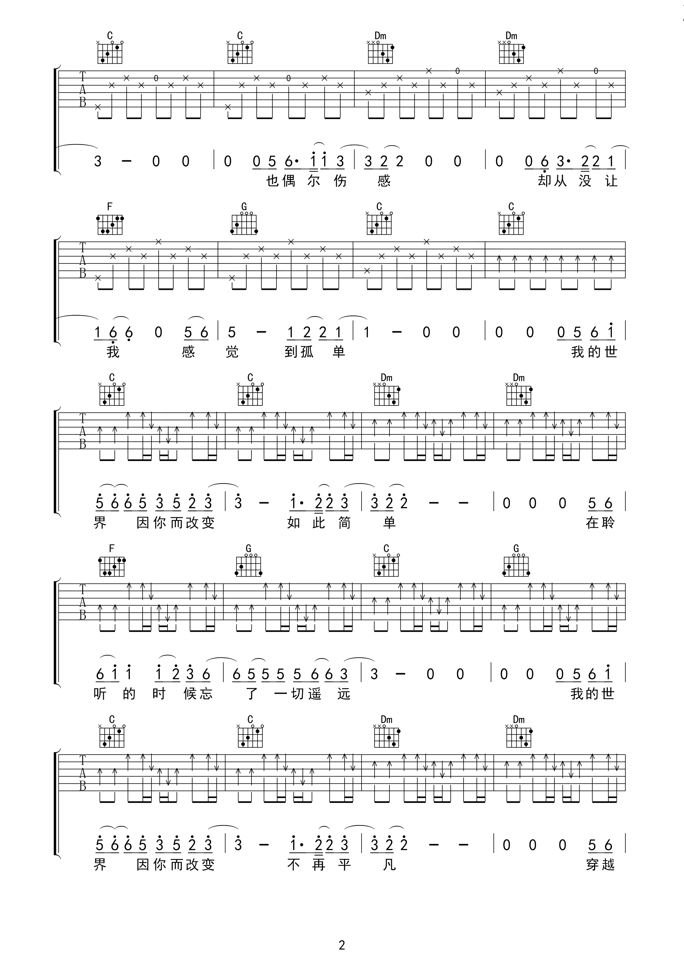 无限可能吉他谱 丢火车乐队-我的世界因你而改变 不再平凡  穿越了现实的梦想 永不停歇2
