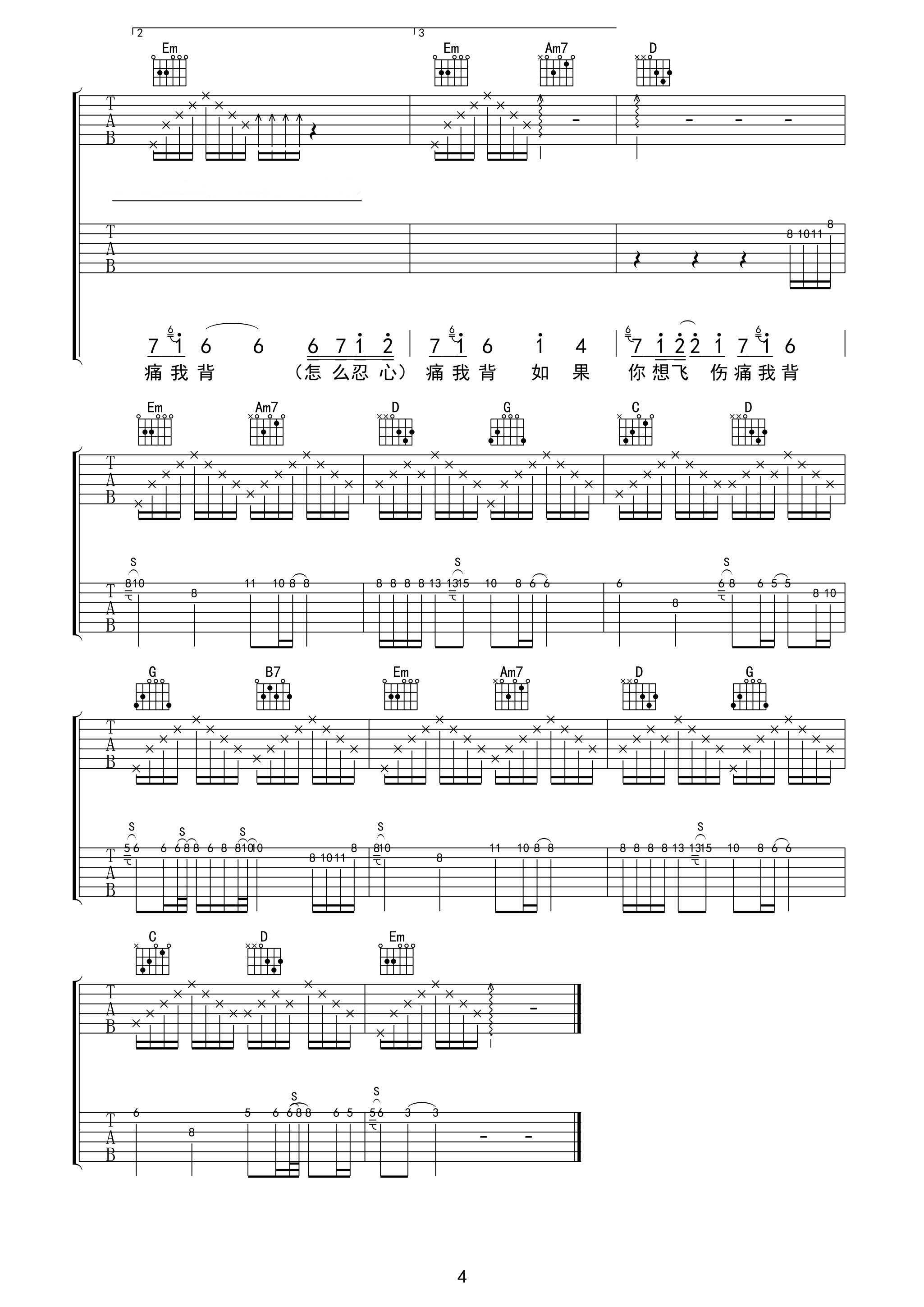 过火吉他谱 张信哲-怎么忍心让你受折磨  是我给你自由过了火4
