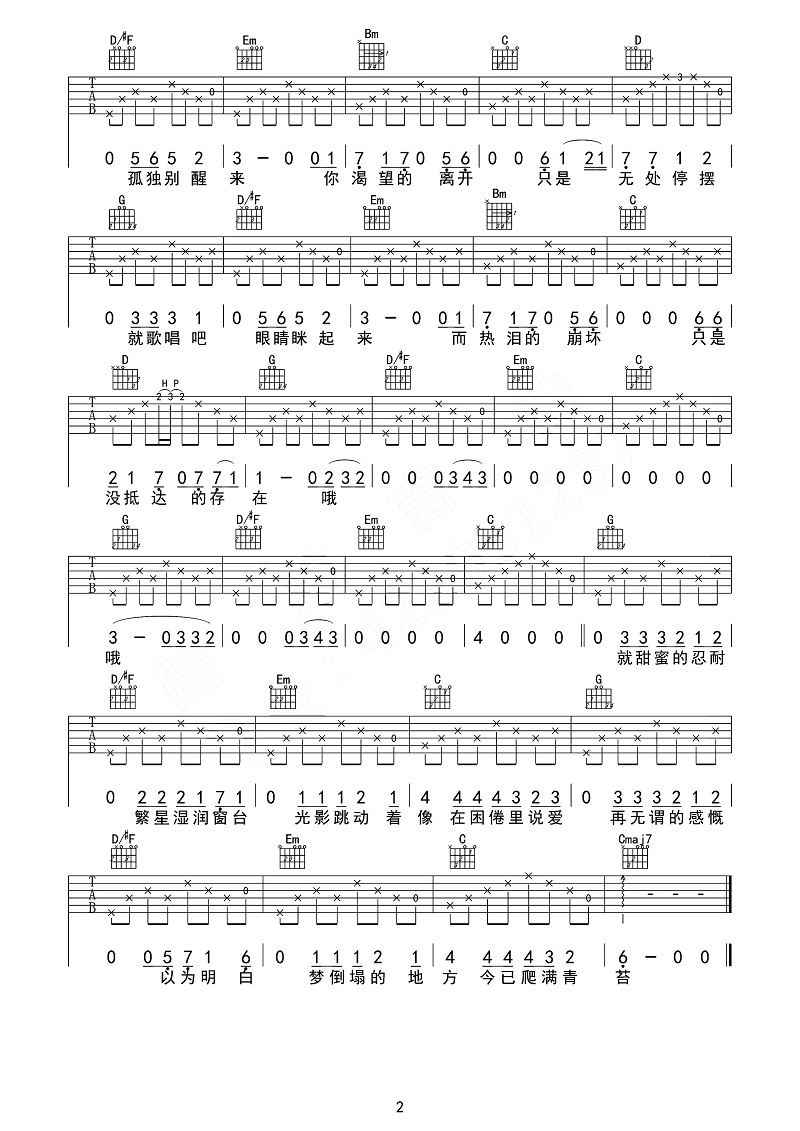理想三旬吉他谱 陈鸿宇-如果漂泊是成长  必经的路牌2