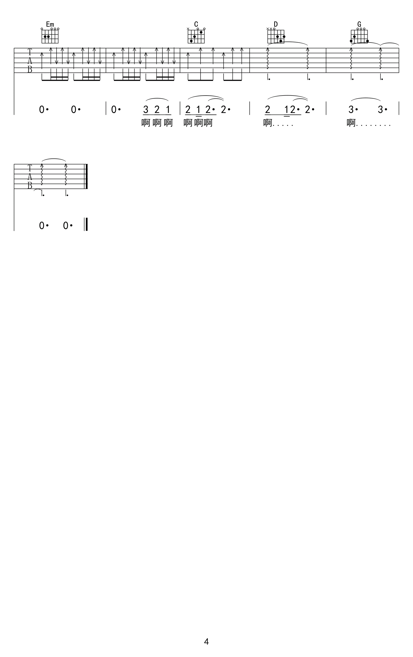 美丽新世界曲谱G调吉他谱第(4)页