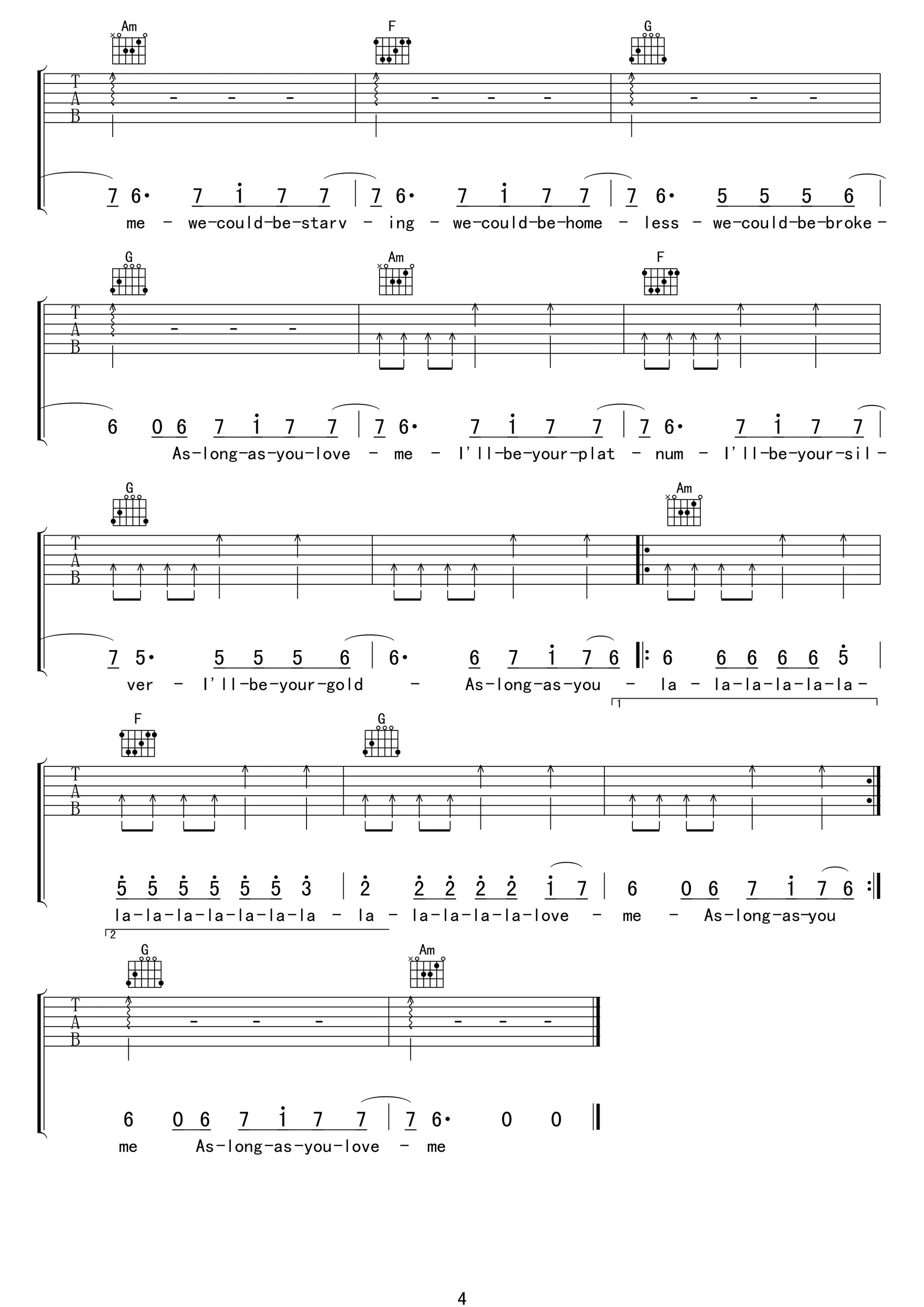 AsLongAsYouLoveMeC调高清版吉他谱第(4)页