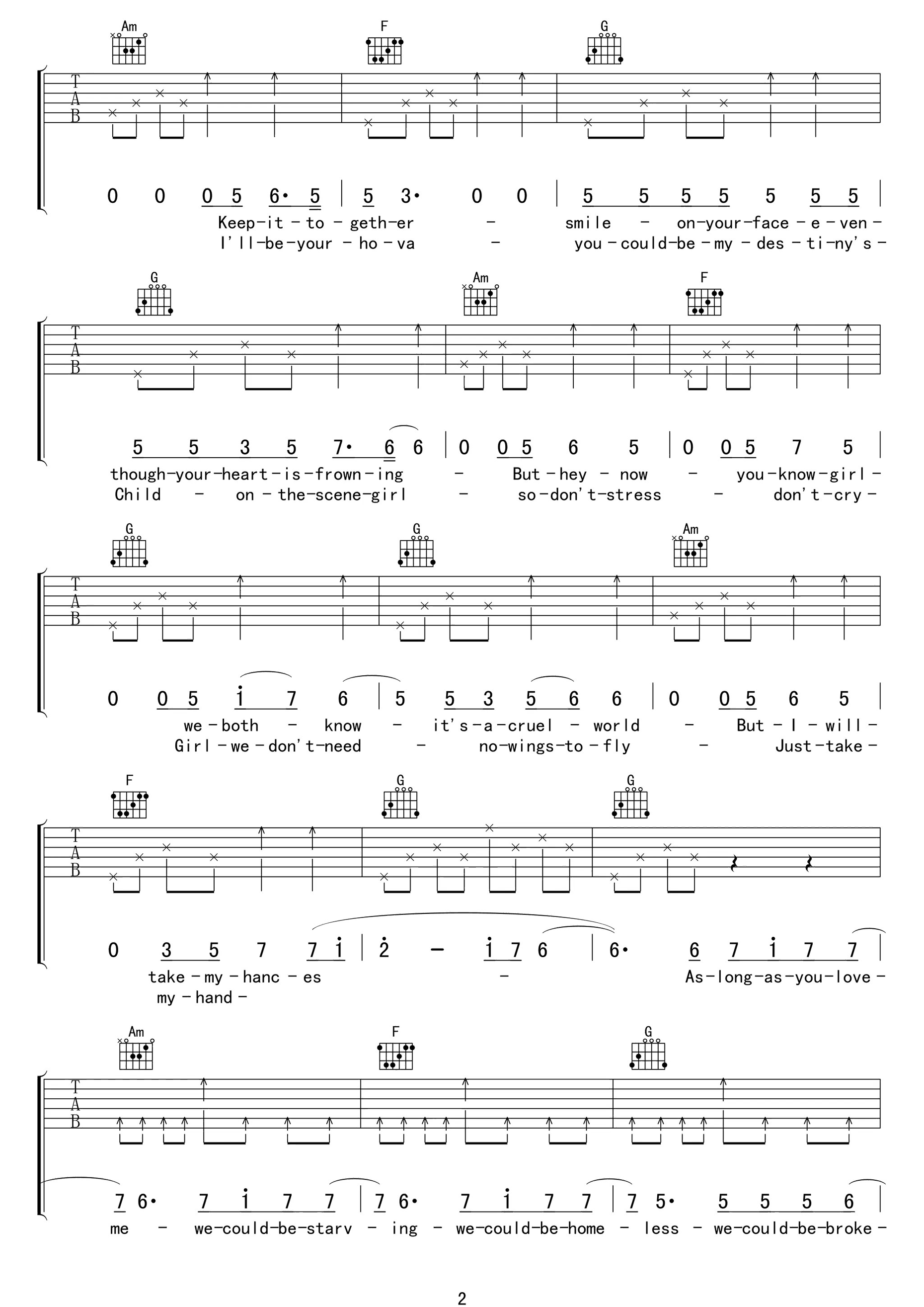 AsLongAsYouLoveMeC调高清版吉他谱第(2)页