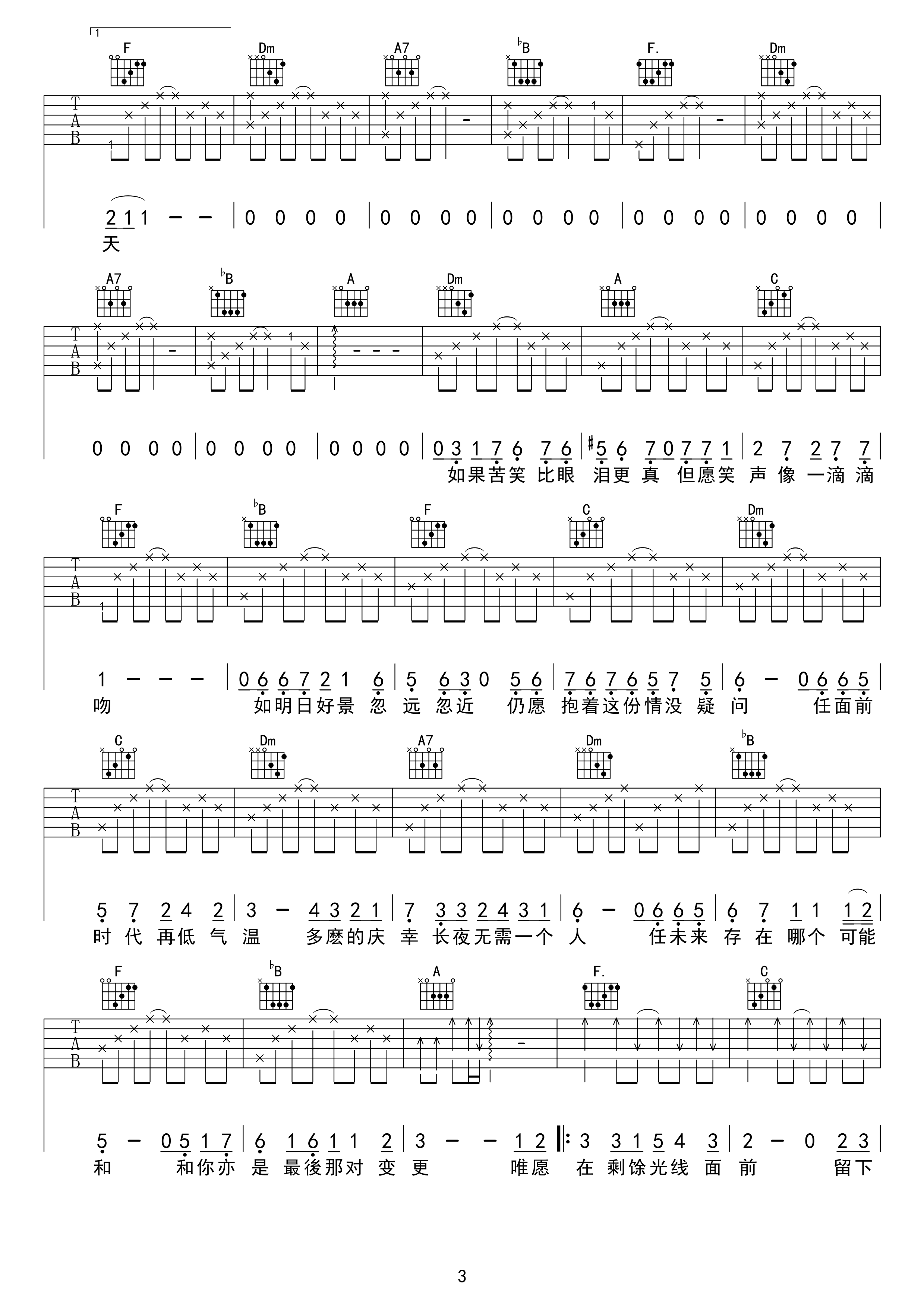 最冷一天吉他谱第(3)页