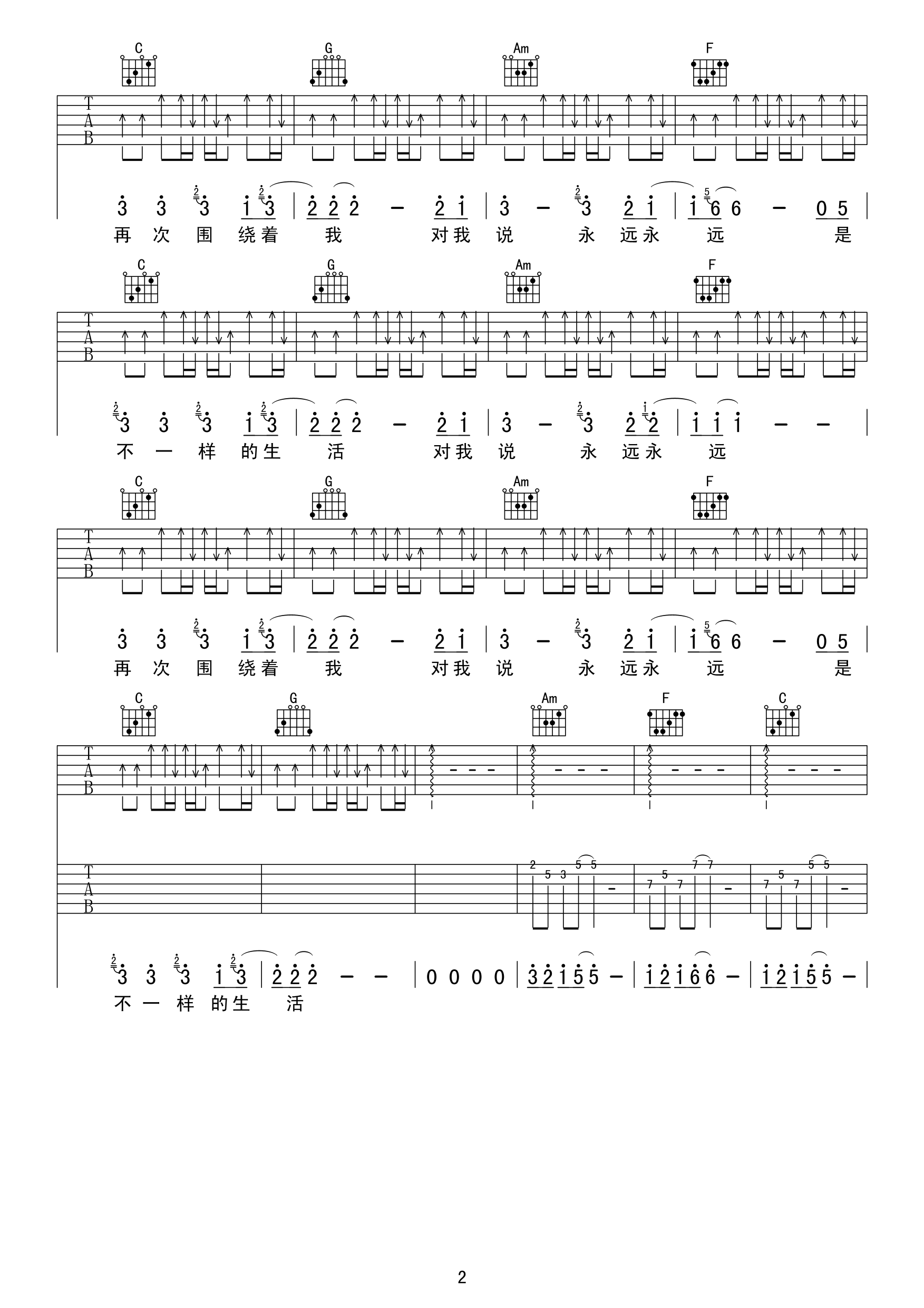 茶底世界吉他谱第(2)页