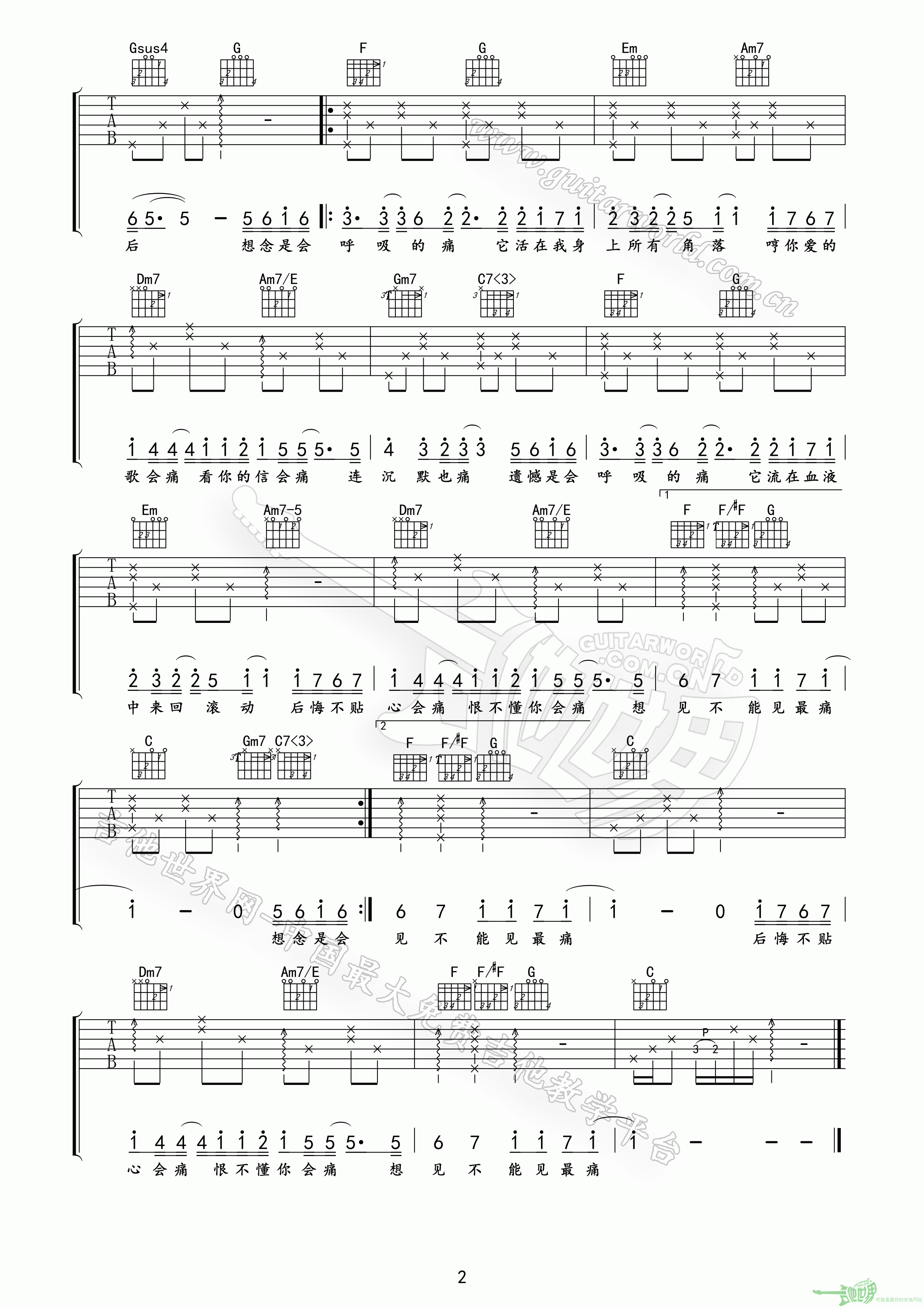 会呼吸的痛吉他谱第(2)页
