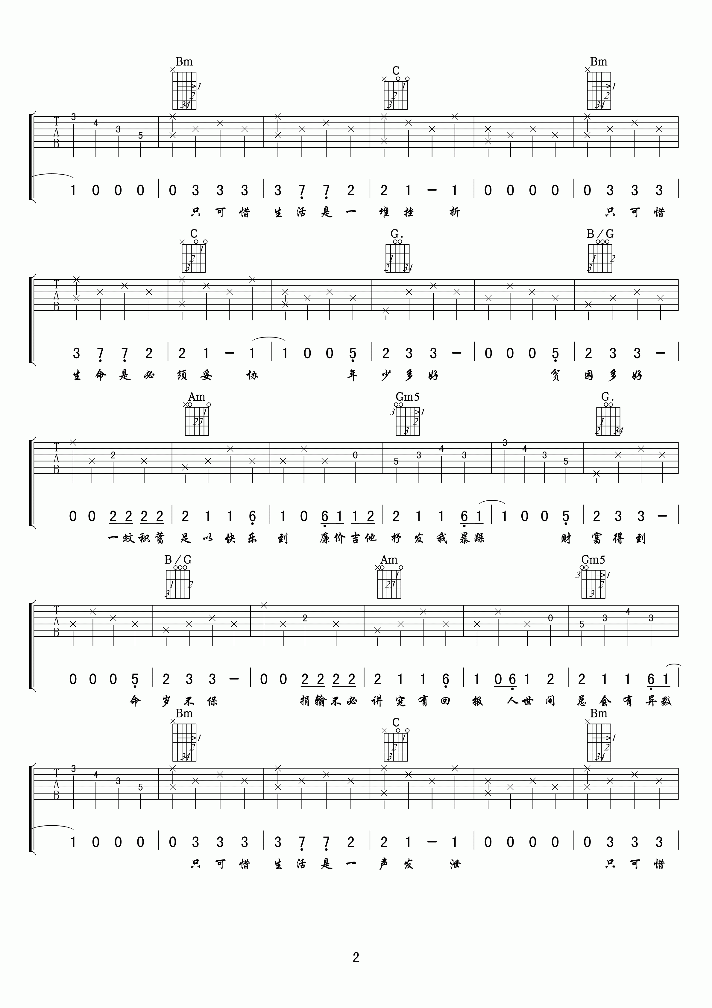年少无知吉他谱第(2)页
