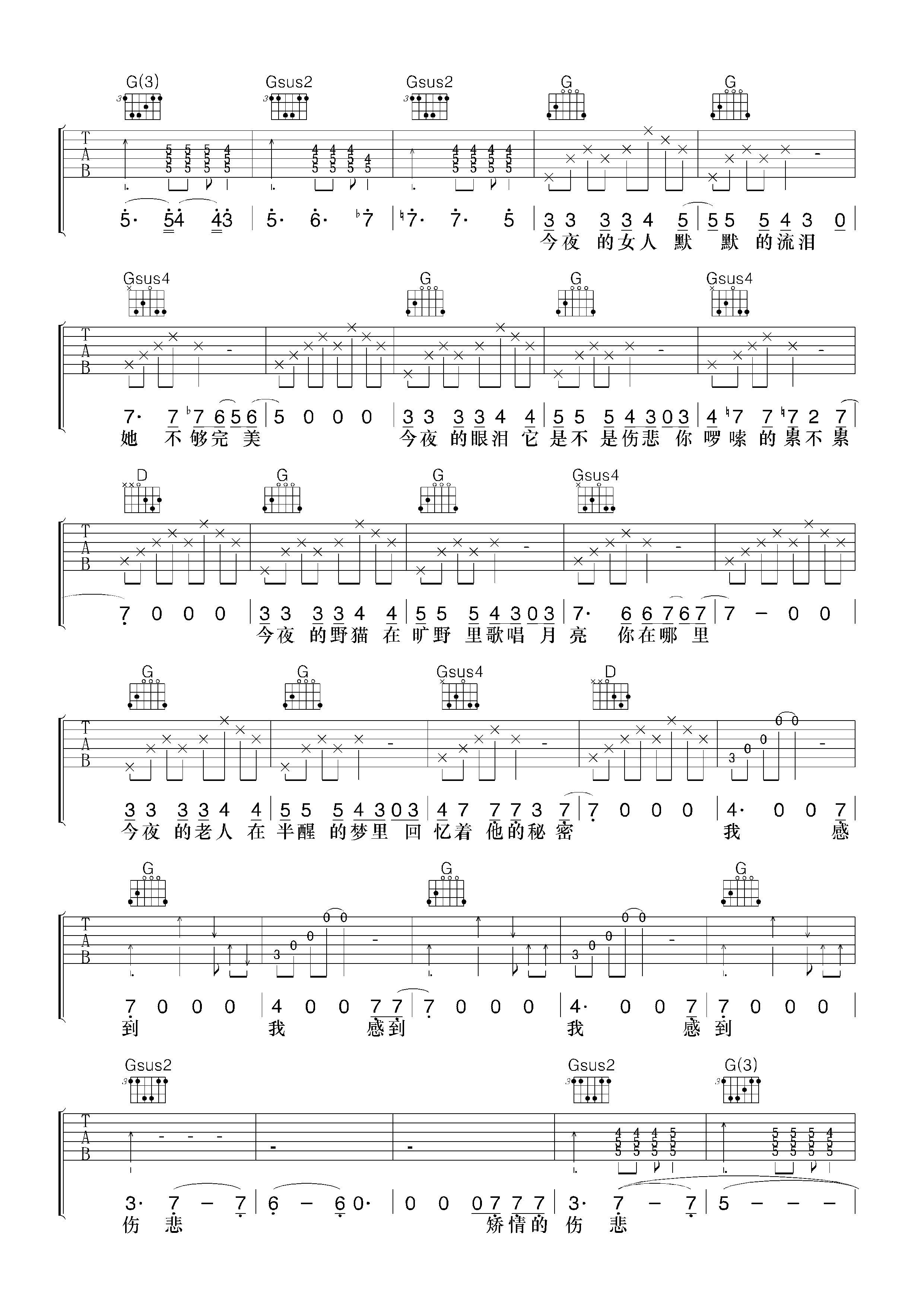 矫情的伤悲吉他谱第(3)页