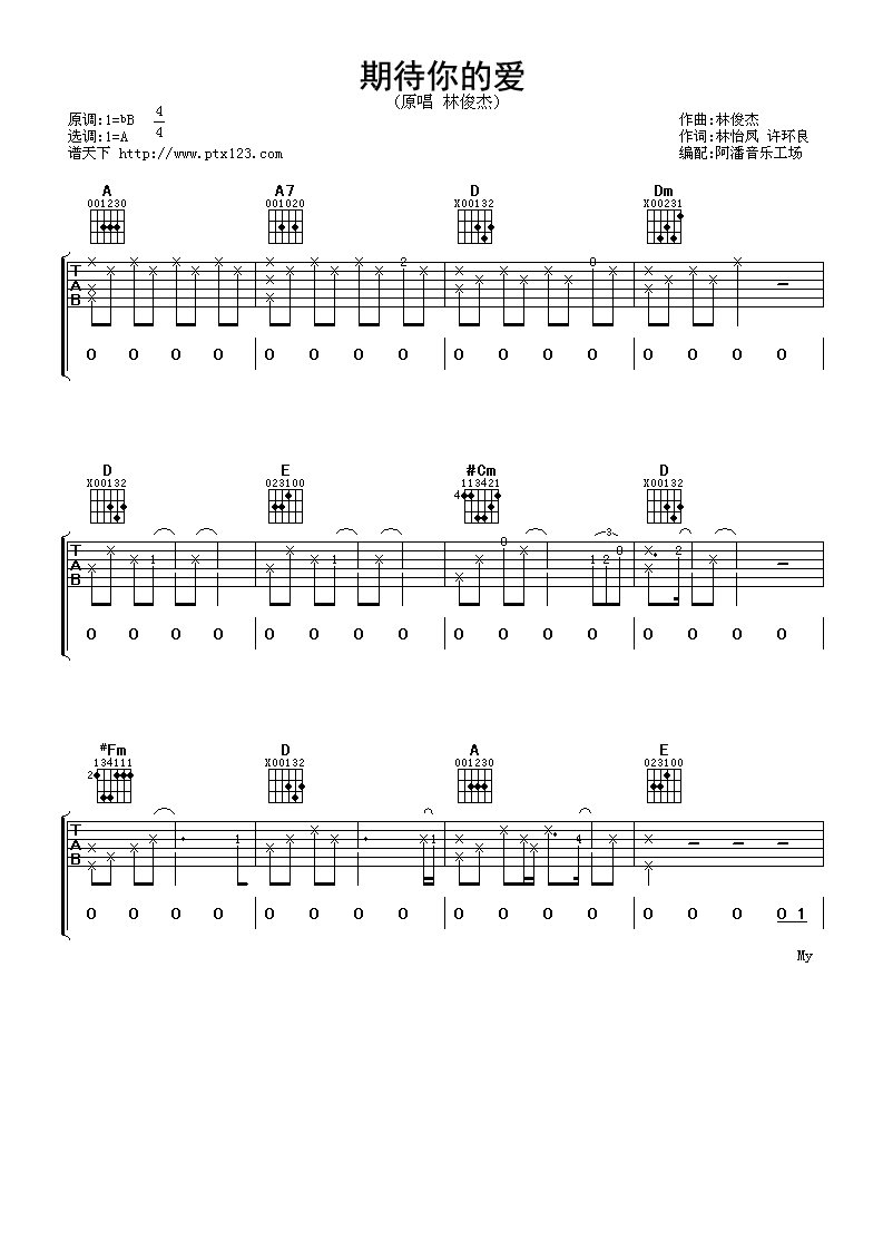 期待你的爱吉他谱第(1)页