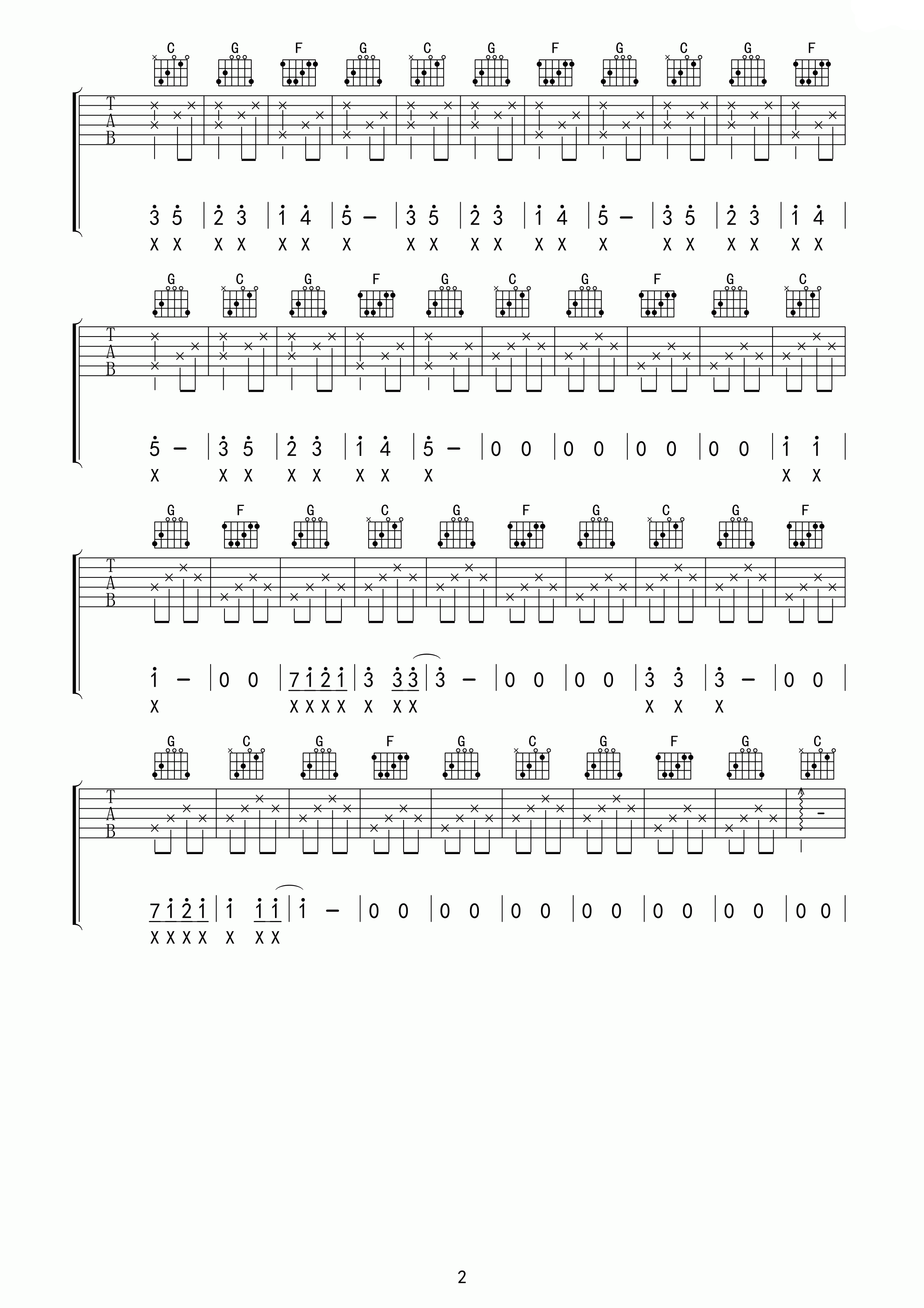 雨パラ吉他谱第(2)页