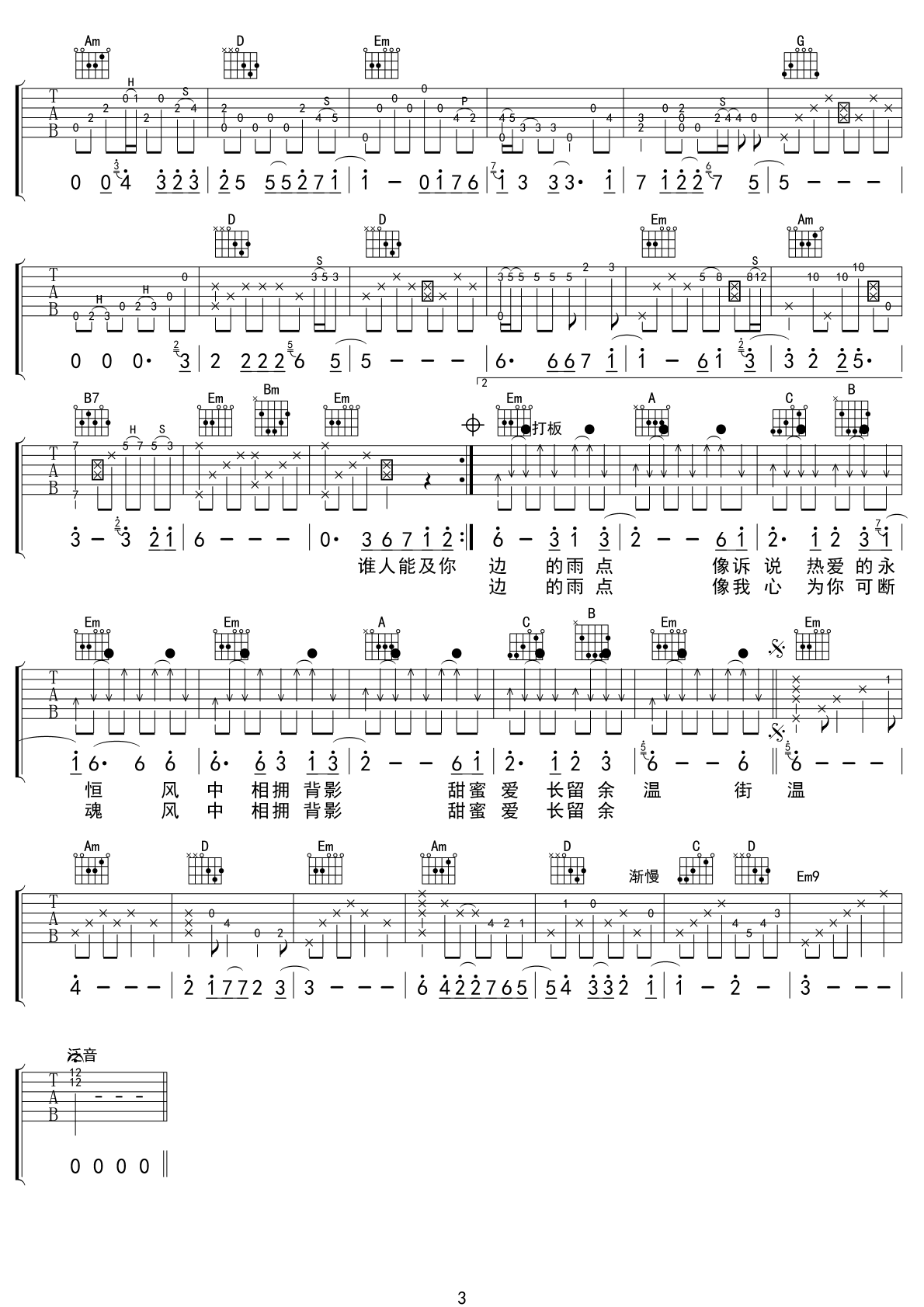 你是我心上人G调高清版吉他谱第(3)页