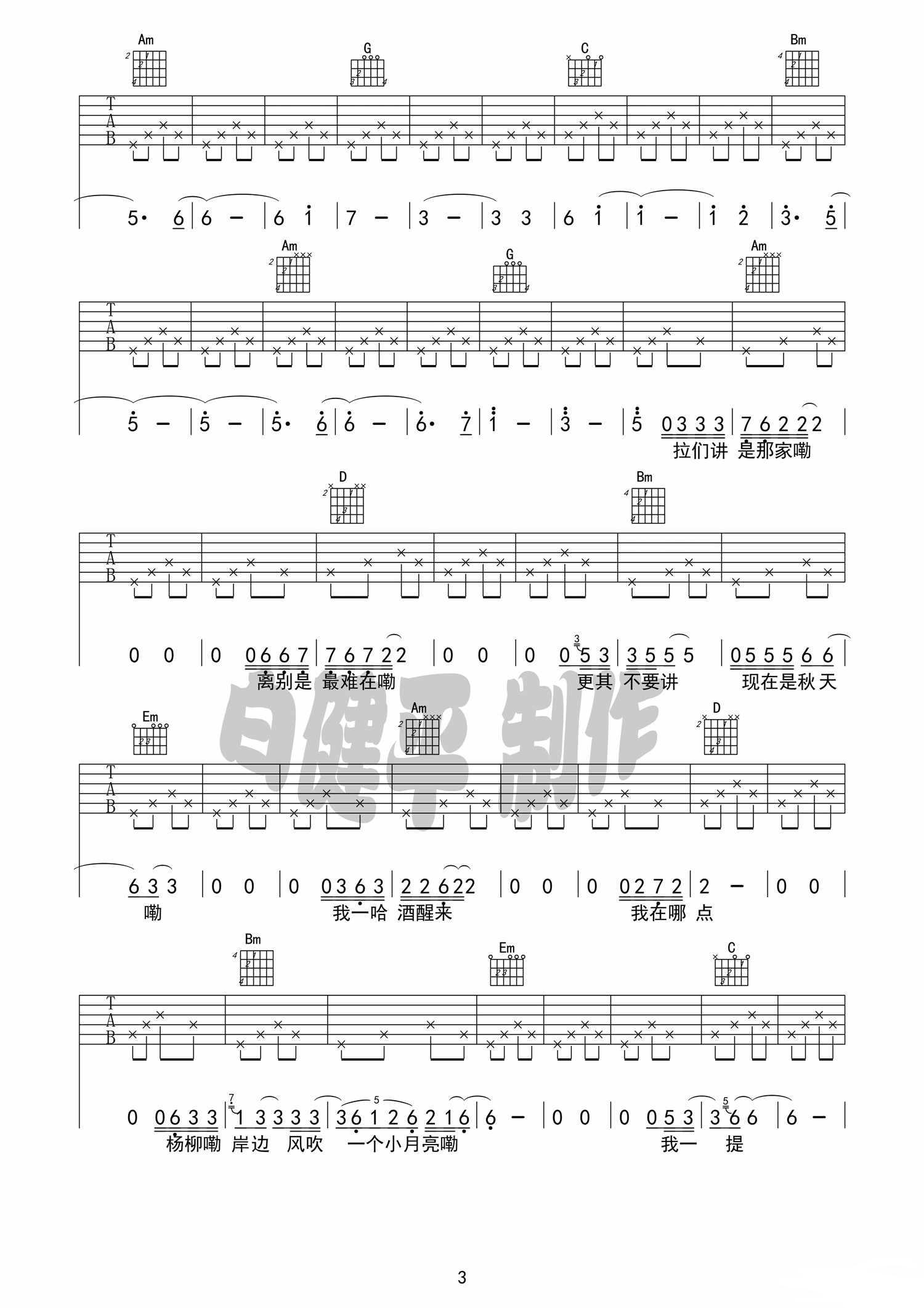 瞎子吉他谱第(3)页