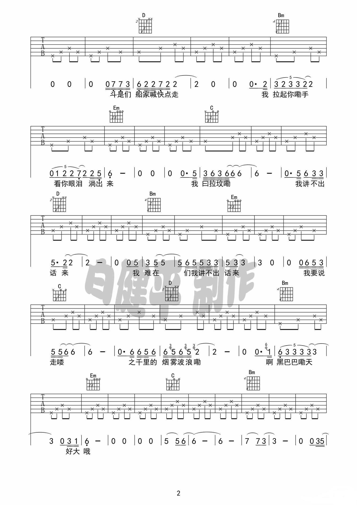 瞎子吉他谱第(2)页