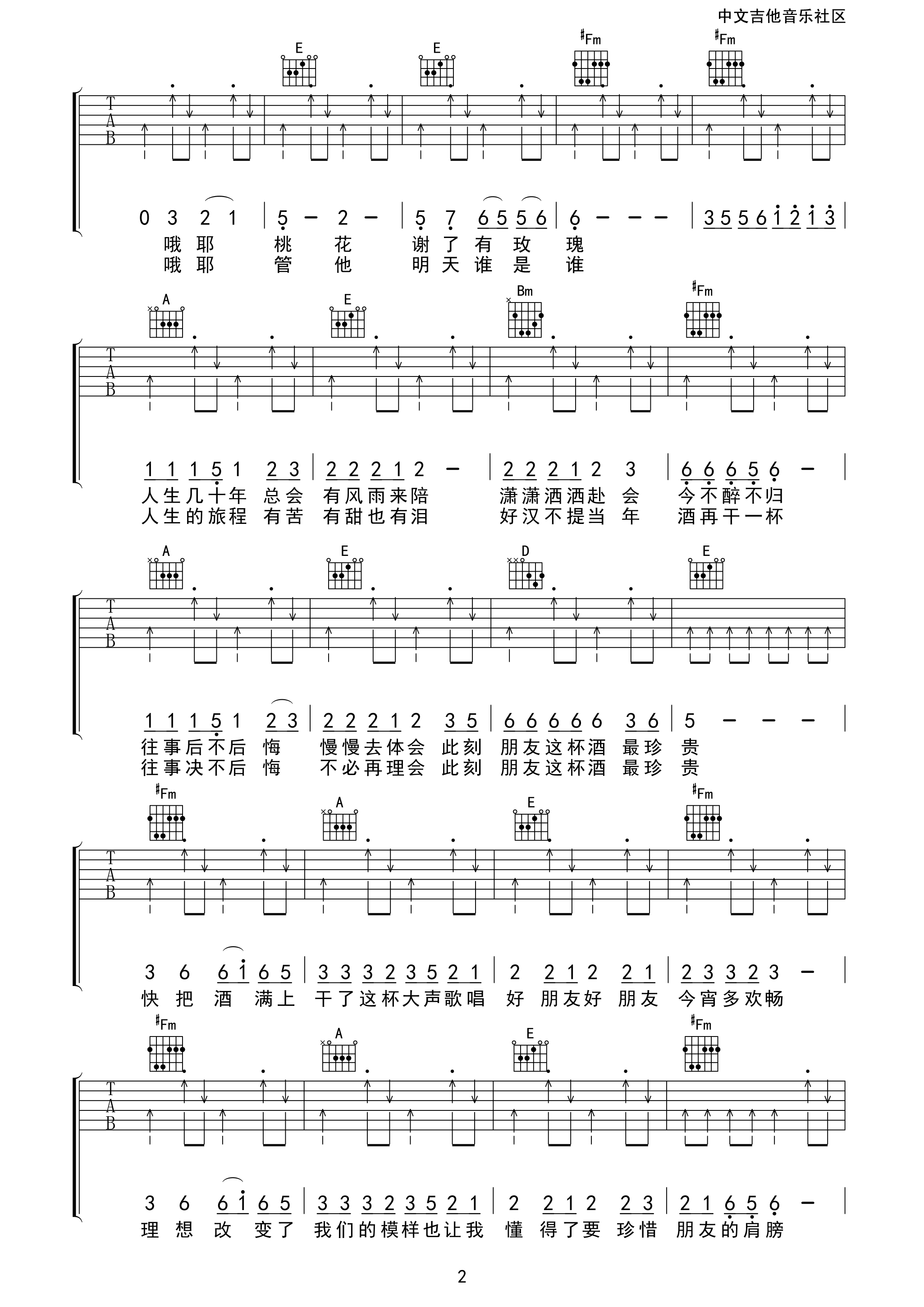 朋友的酒吉他谱第(2)页