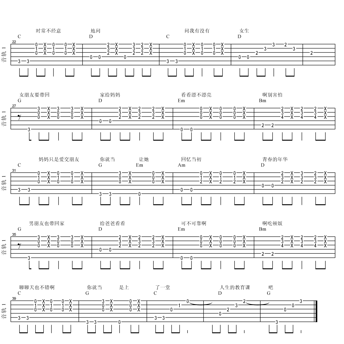 女朋友要带回家吉他谱第(2)页