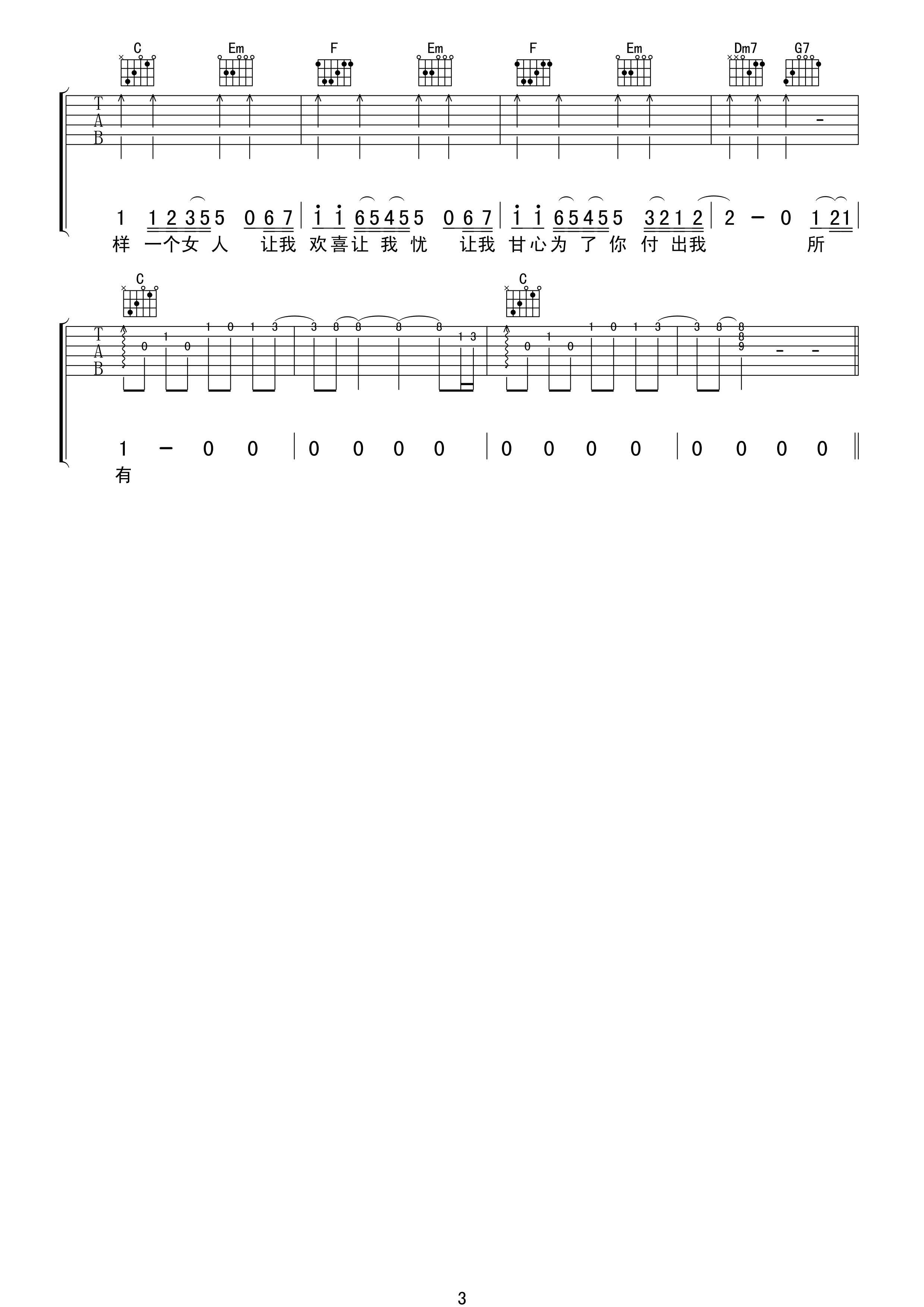 让我欢喜让我忧吉他谱第(3)页