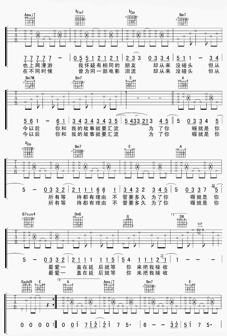 为了认识你吉他谱第(2)页
