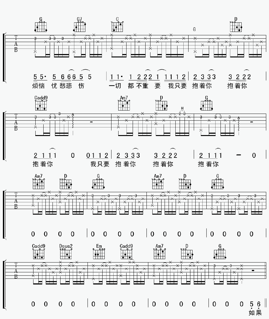 抱着你吉他谱第(2)页