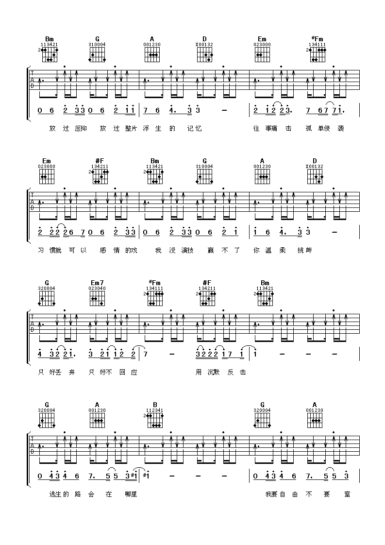 逃生吉他谱第(3)页