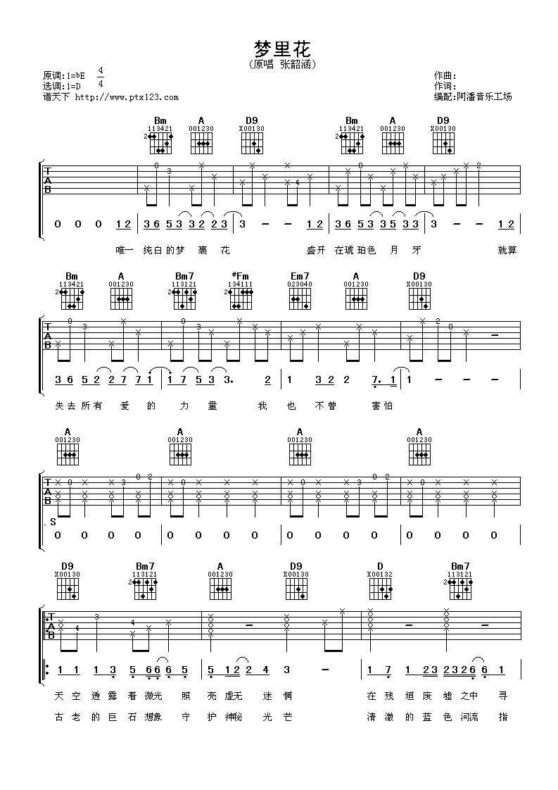 梦里花吉他谱第(1)页