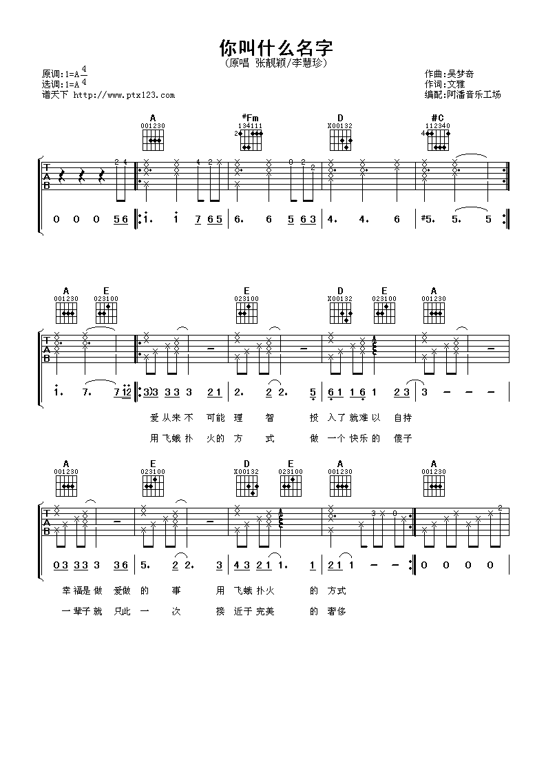 你叫什么名字吉他谱第(1)页