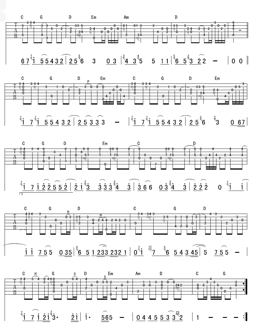 人质指弹独奏指弹吉他谱第(2)页