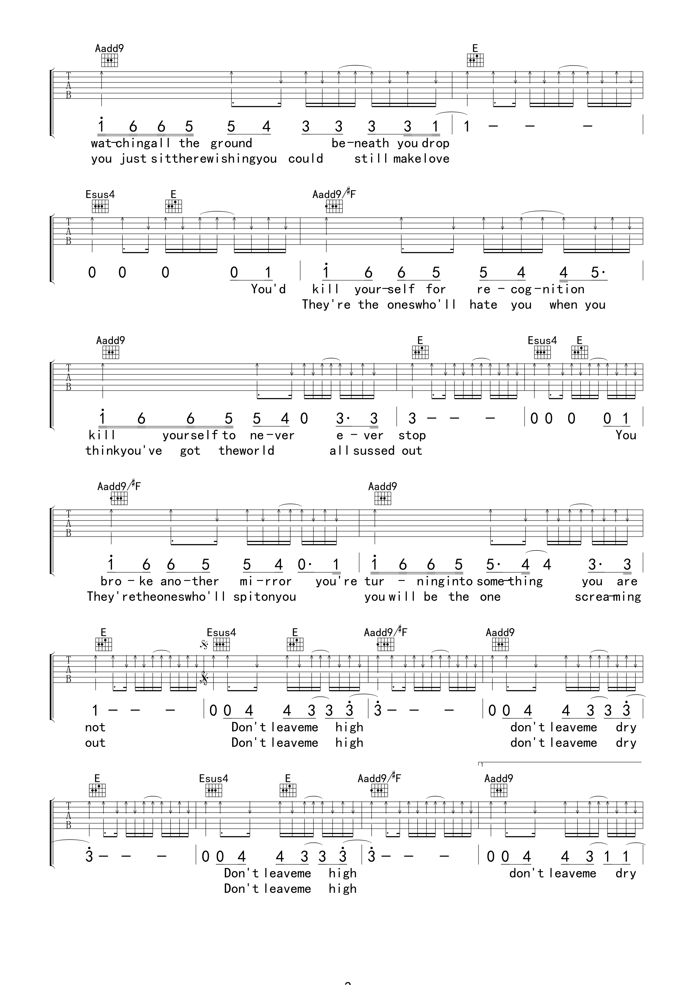 HighandDry吉他谱第(2)页