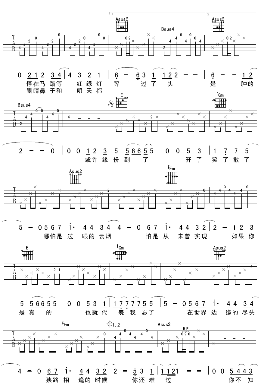 你不知道的我吉他谱第(2)页