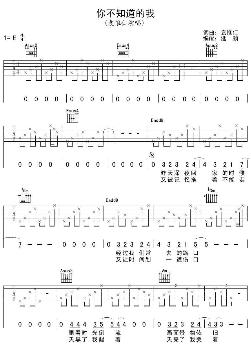 你不知道的我吉他谱第(1)页