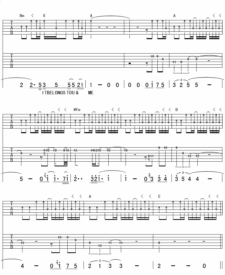 youandme吉他谱第(3)页