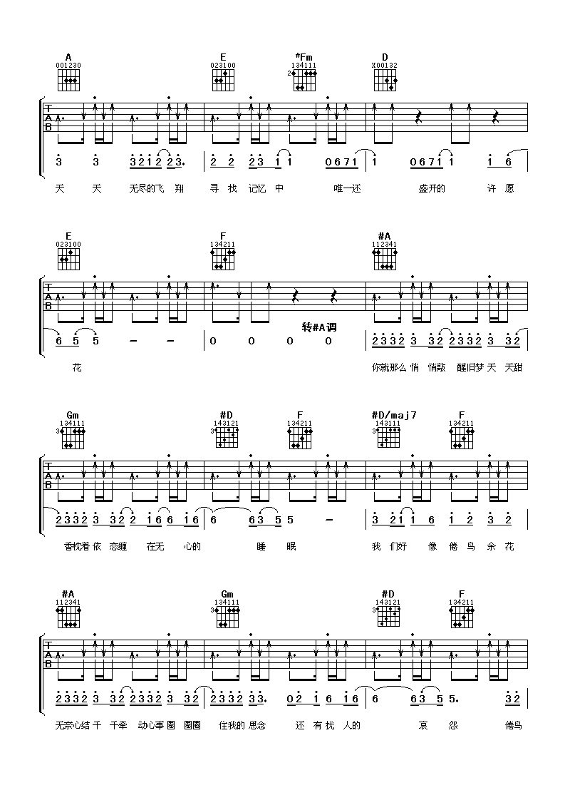 倦鸟余花吉他谱第(4)页