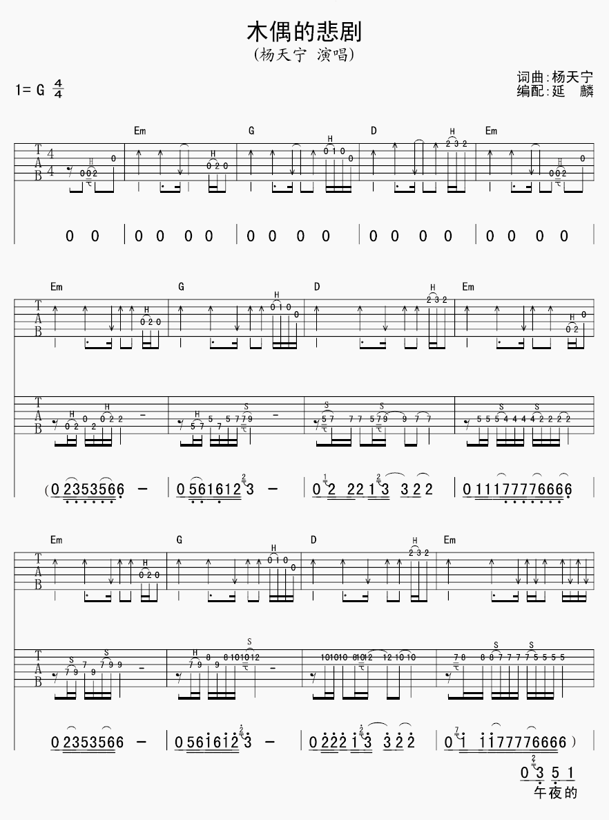木偶的悲剧吉他谱第(1)页