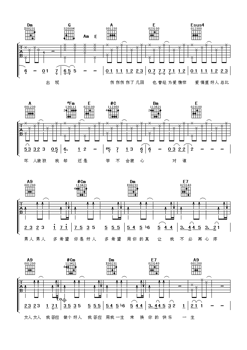 男人女人吉他谱第(2)页