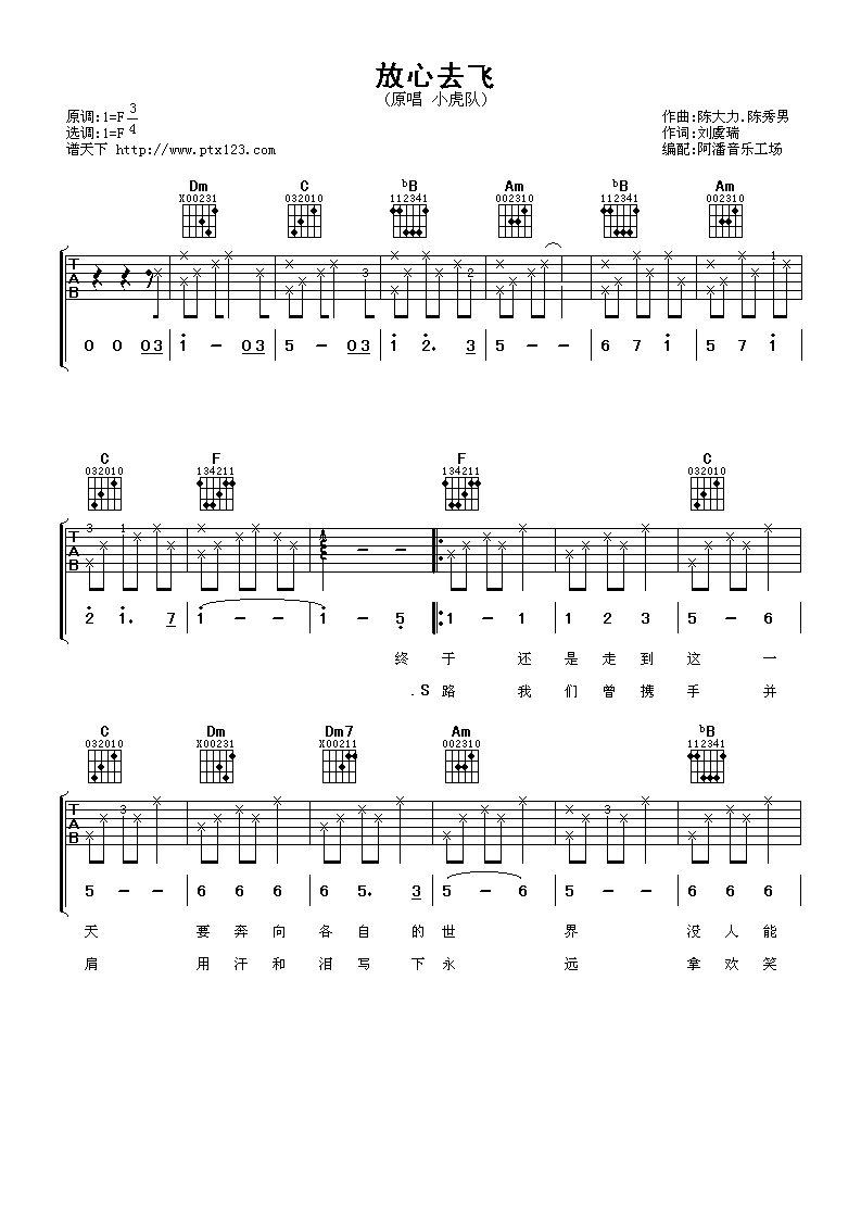 放心去飞吉他谱第(1)页