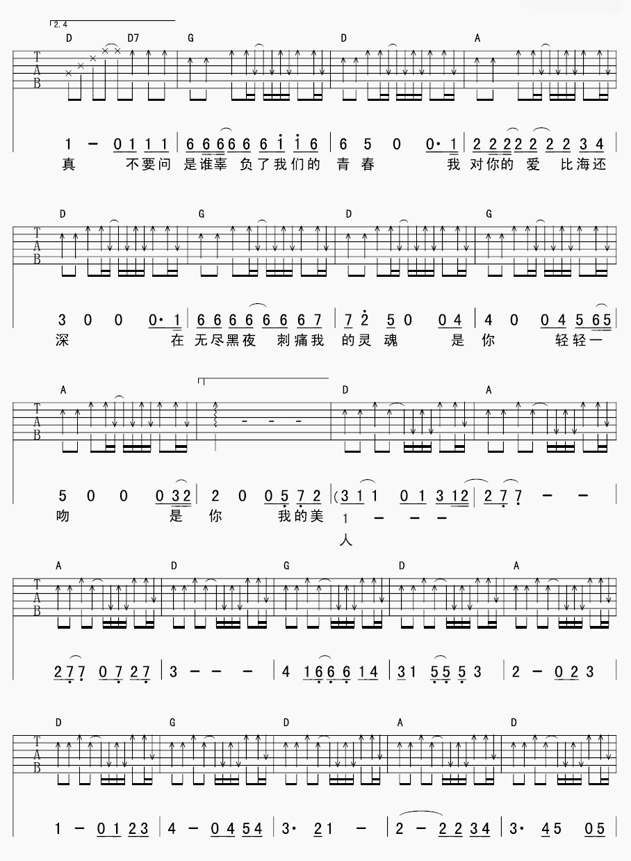 美人吉他谱第(2)页