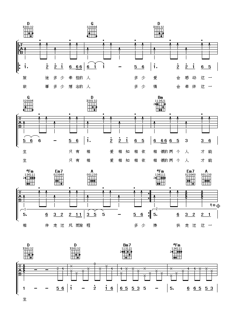 缘分吉他谱第(2)页