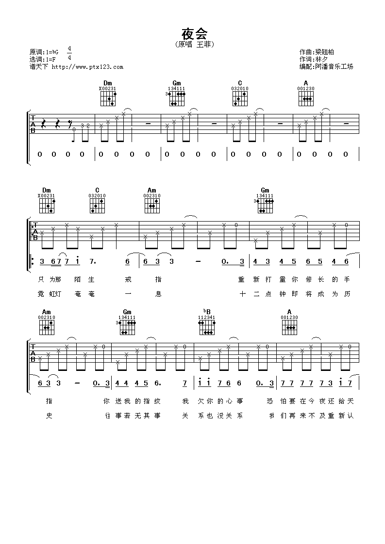 夜会吉他谱第(1)页