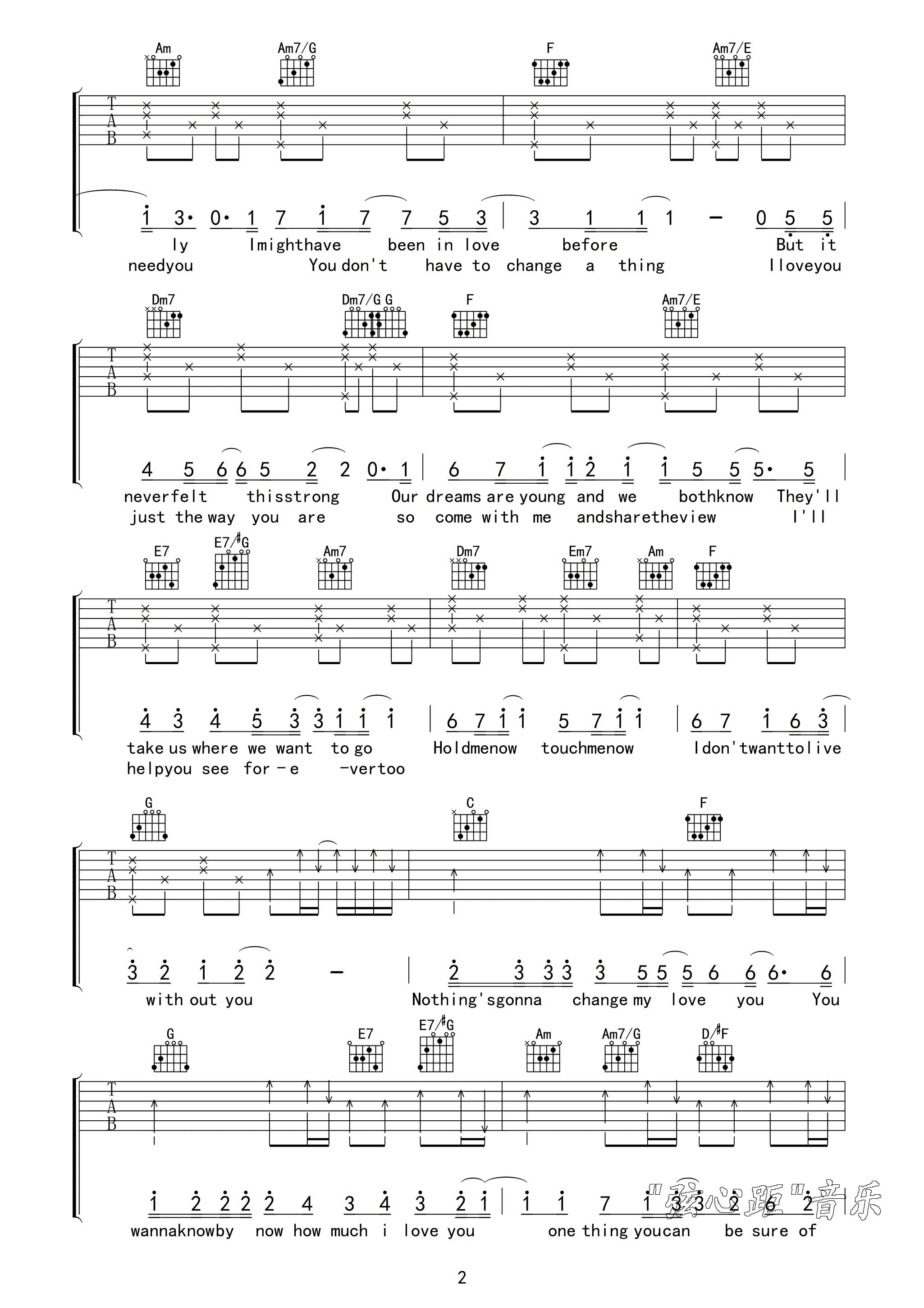 nothingsgonnachangemyloveforyou吉他谱第(2)页