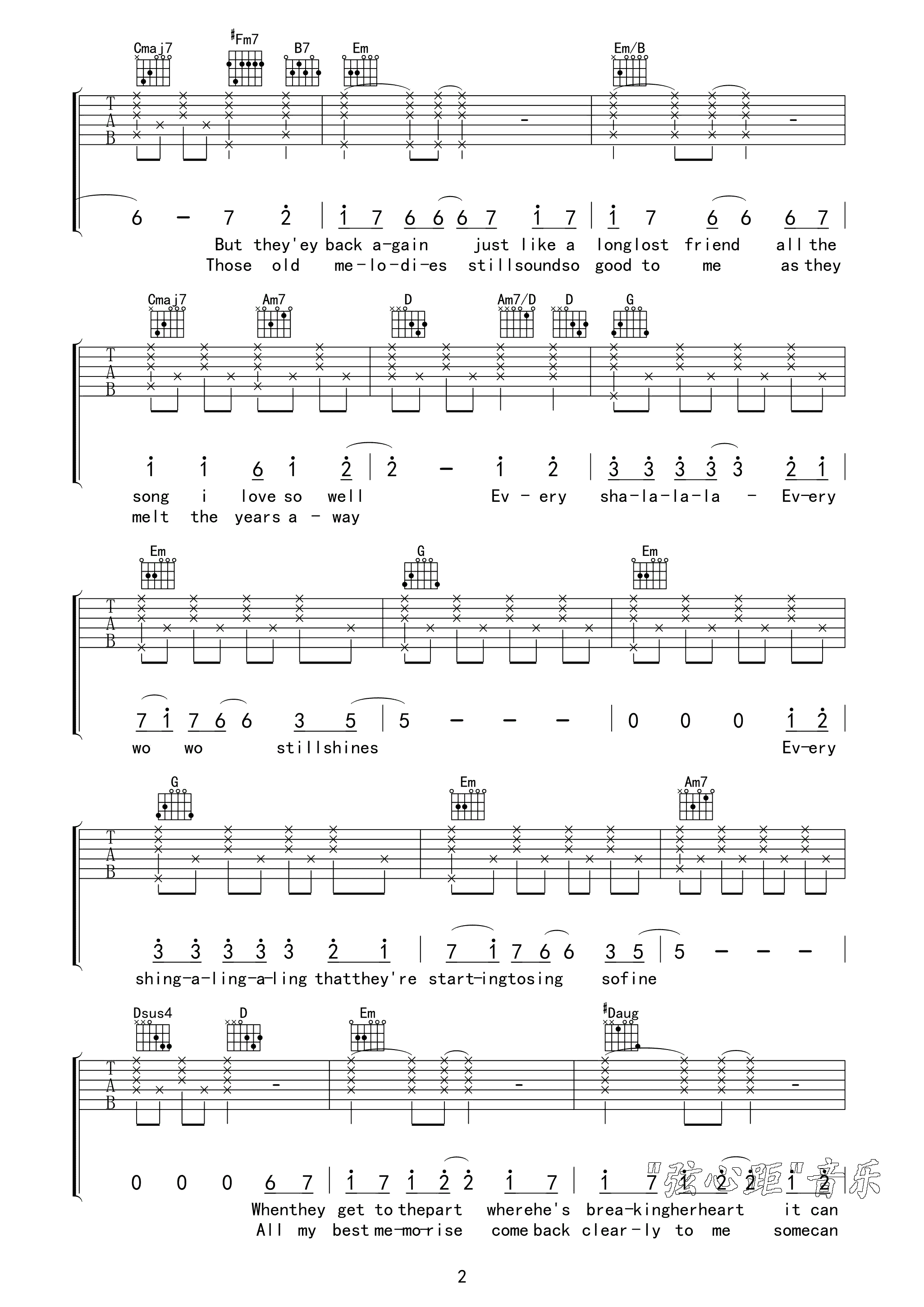 CarpentersYesterdayOnceMore昨日重现吉他谱第(2)页