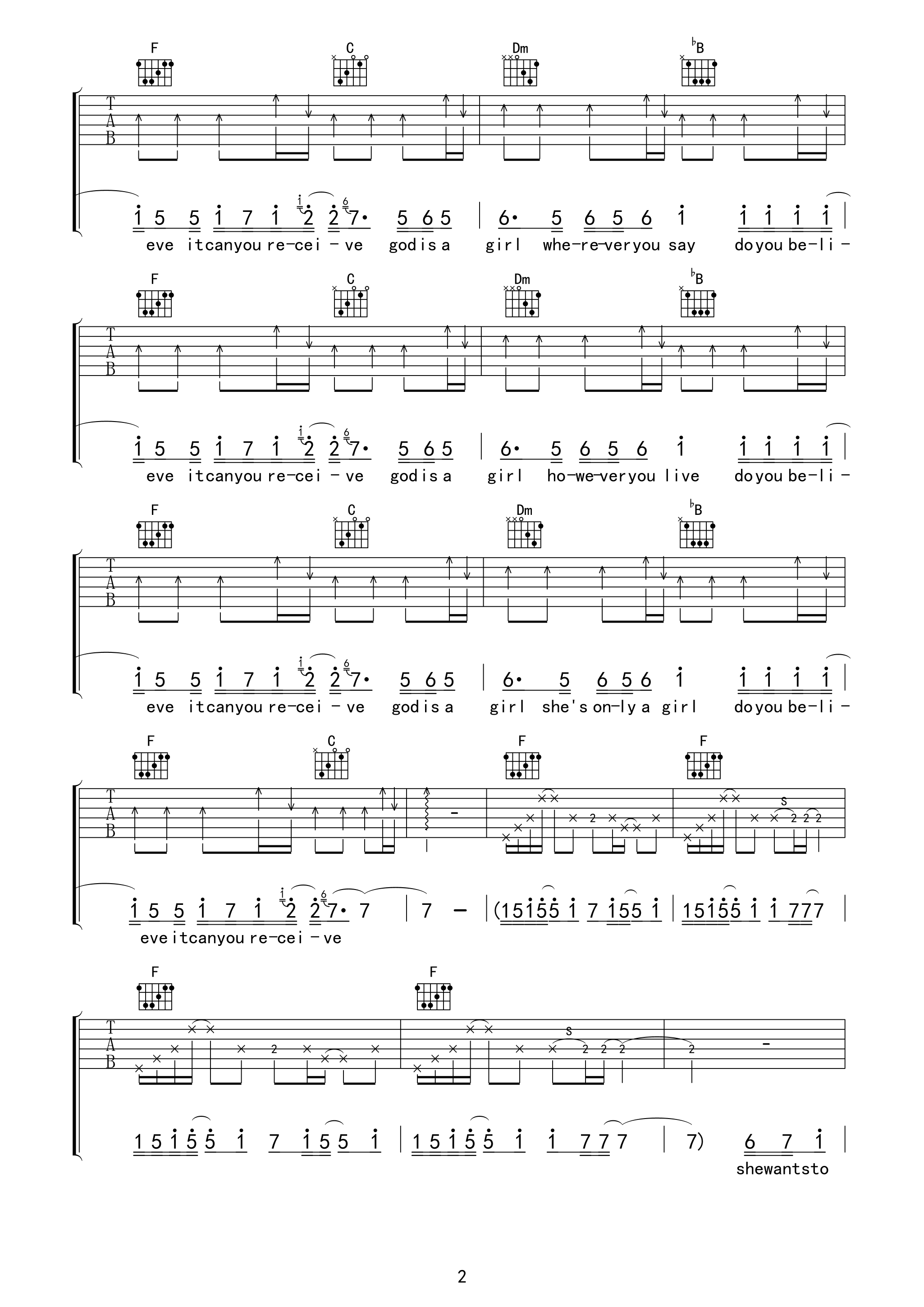 GodIsAGirl上帝是个女孩吉他谱第(2)页