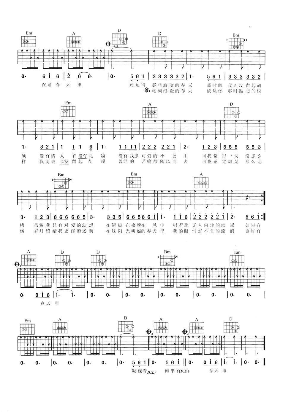 春天里吉他谱第(2)页