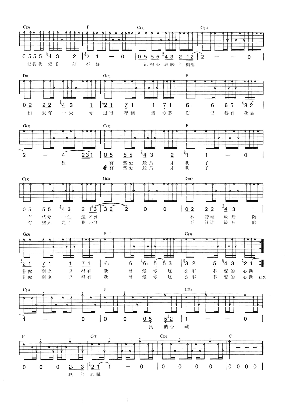 记得我爱你吉他谱第(2)页