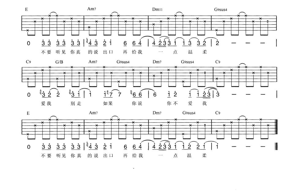 爱我别走C调吉他谱第(2)页