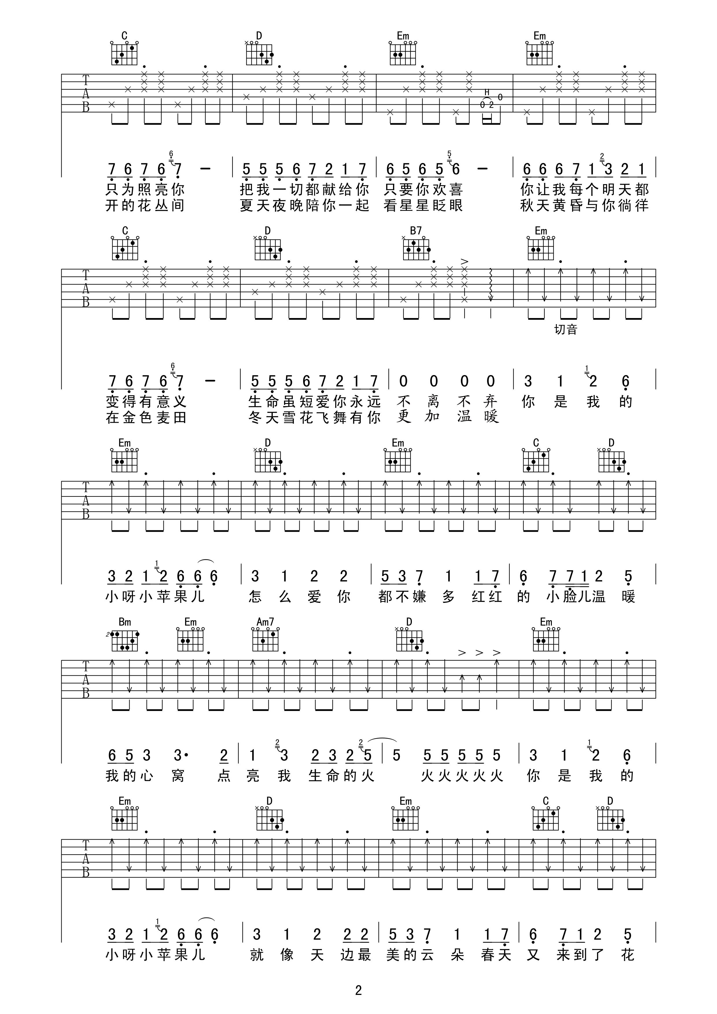 小苹果吉他谱第(2)页